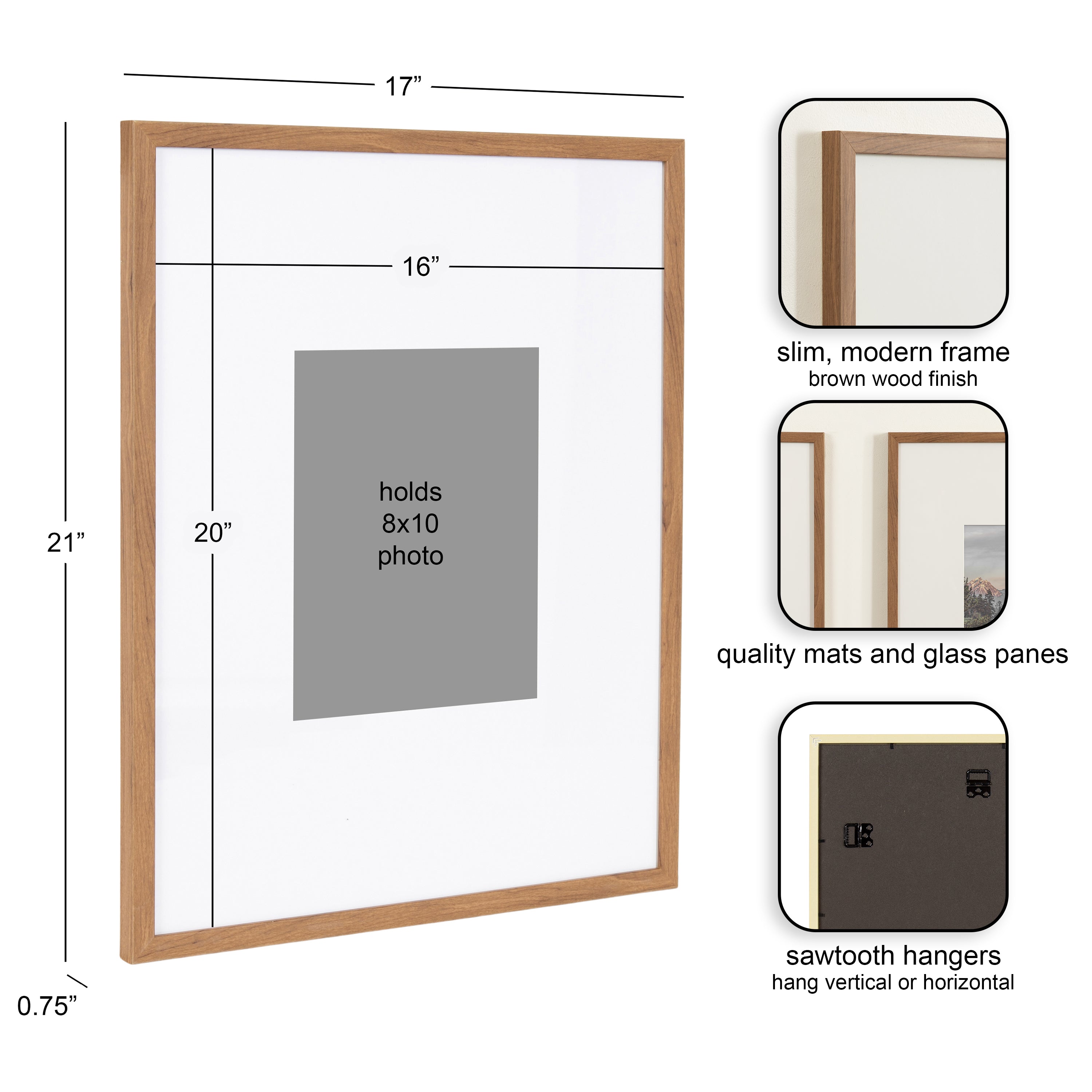 Wall Frame Brown 16x20 matted to 8x10 2