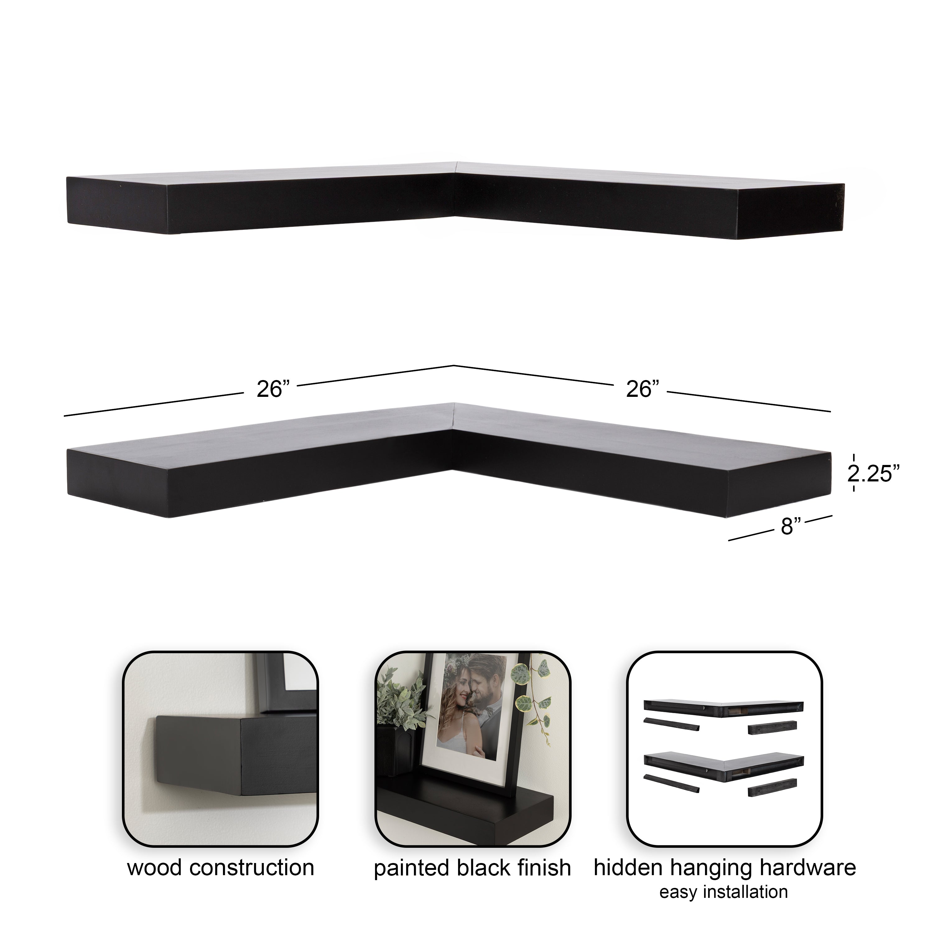 Floating Shelf 2 piece Black 2