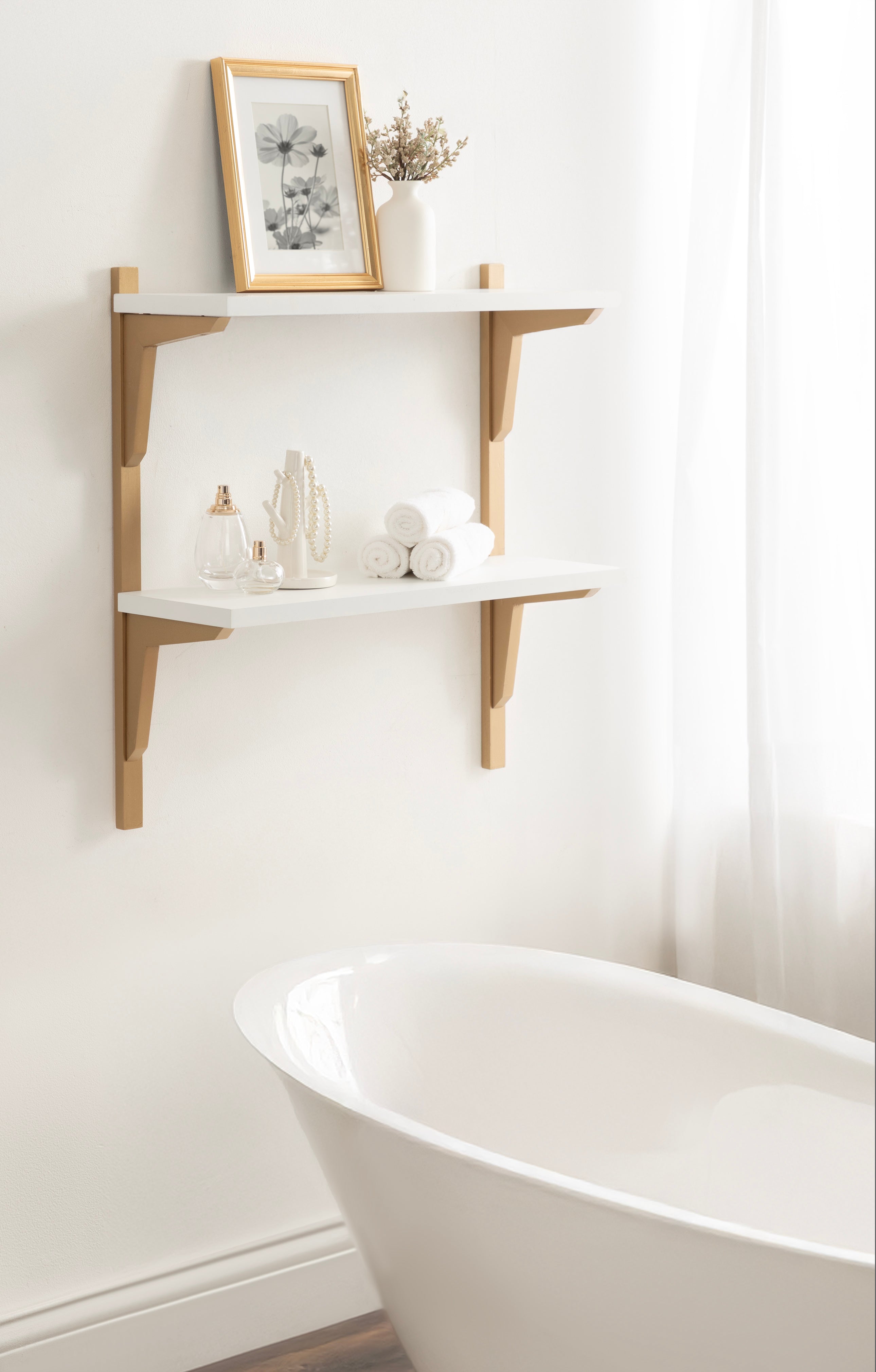 Accent Shelf White Gold 24x8x24 6