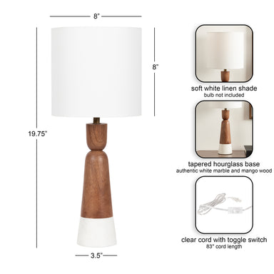 Tabletop Lamp White Brown 8x8x20 2
