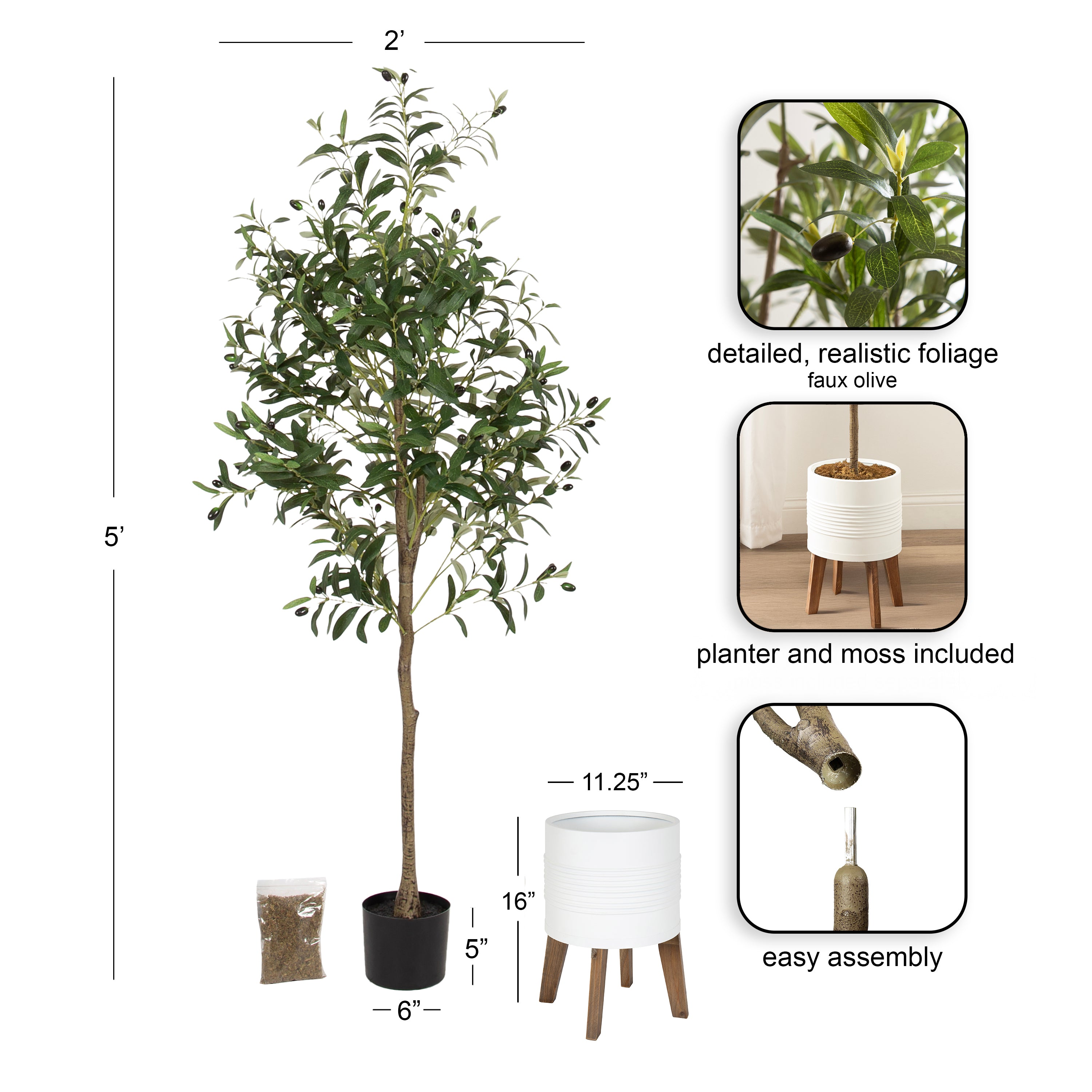 Faux Tree 5.5' White Rustic Brown 2