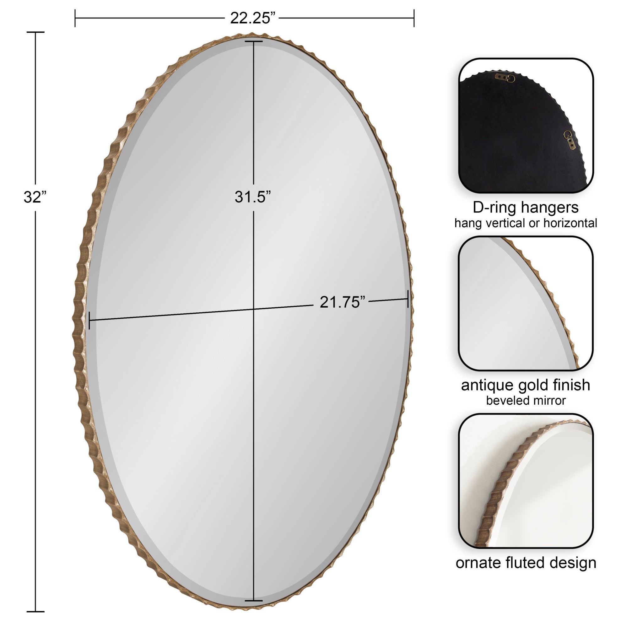 Elmora Fluted Oval Wall Mirror