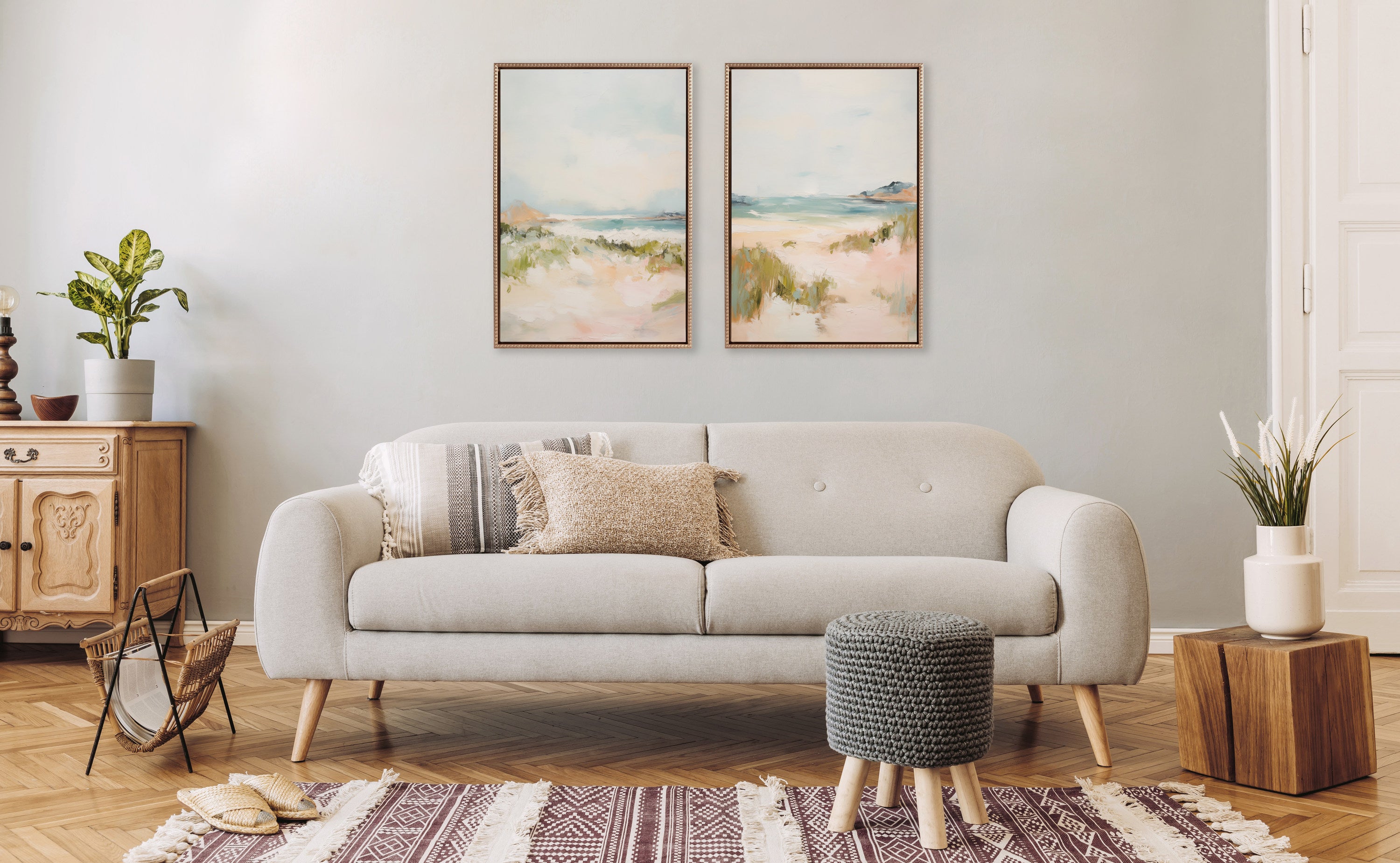 Kate and Laurel Sylvie "Peaceful Landscape I, II and III" by Amy Lighthall 3 Piece Beaded Gold Framed Art Print Set 18 in. x 24 in. 229202 - The Home Depot