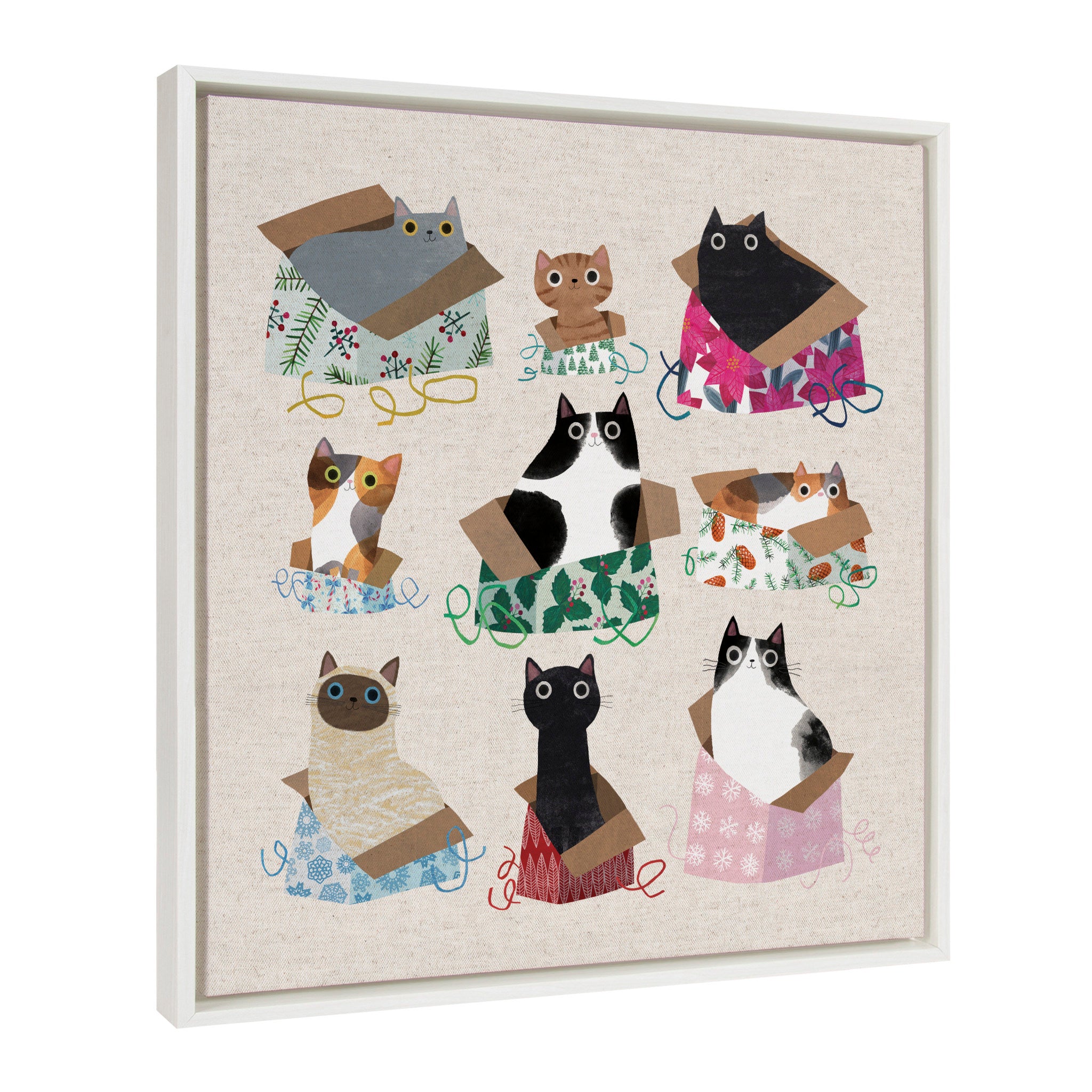 Sylvie Christmas Cats Framed Canvas by Planet Cat™