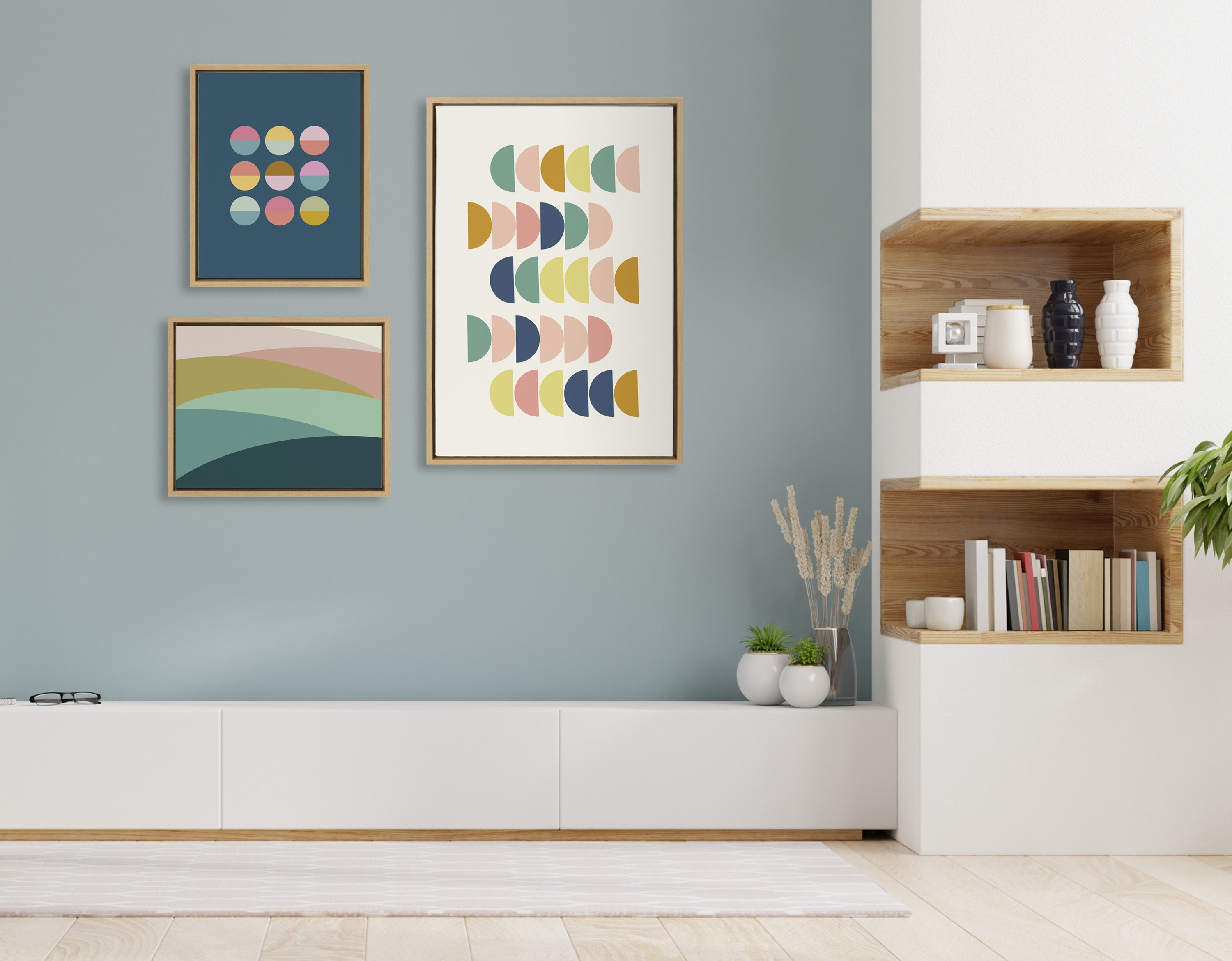Sylvie Abstract Shapes Framed Canvas Set by Apricot and Birch