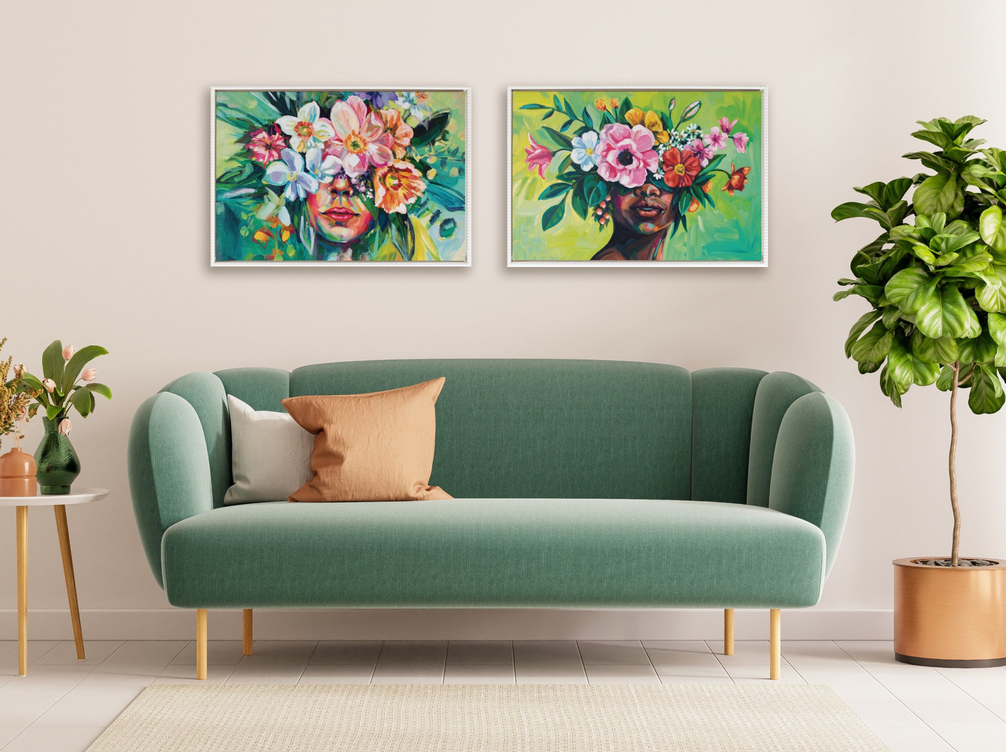 Sylvie Beaded She Chose to Flourish Framed Canvas by Rachel Christopoulos