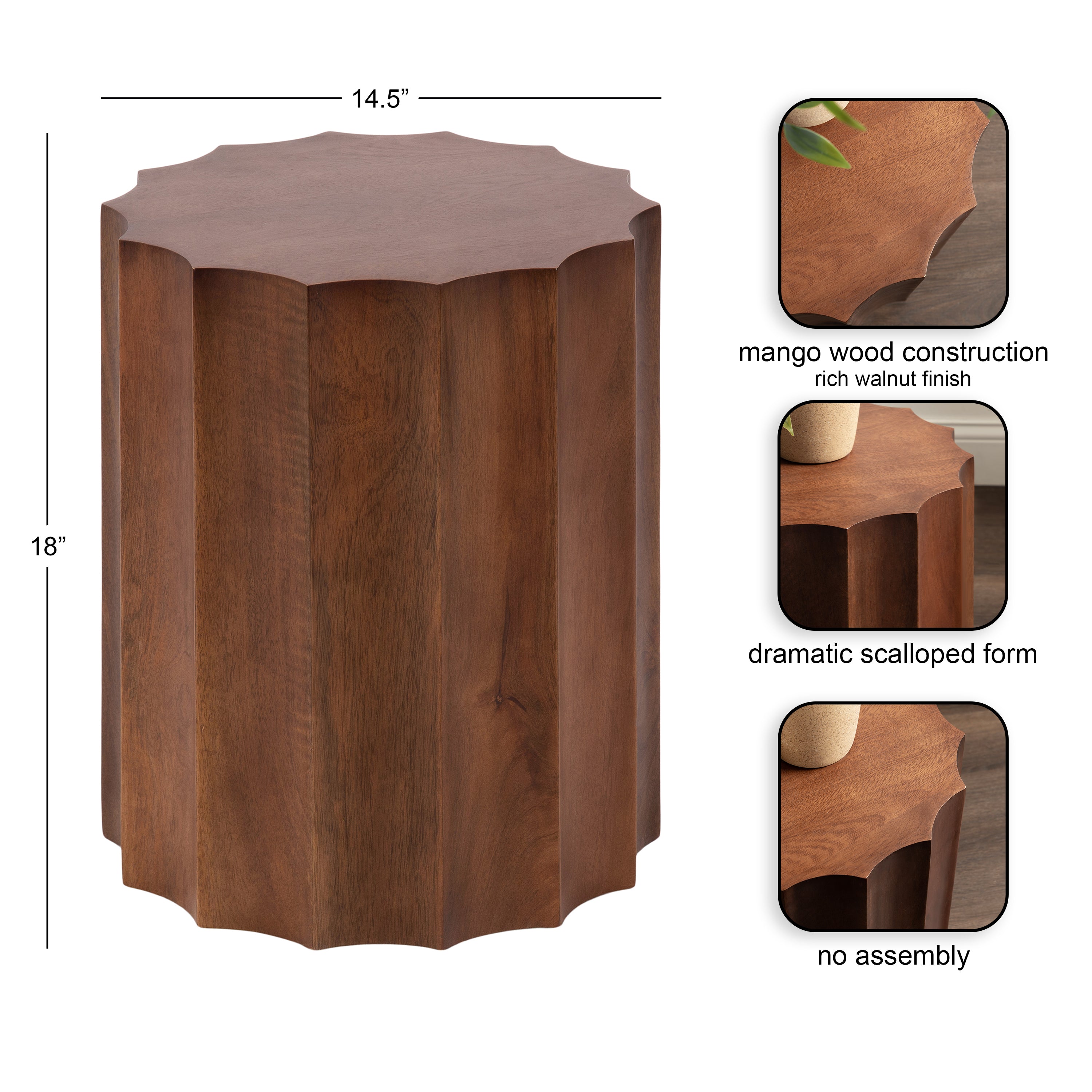 Side Table 15x15x18 Walnut Brown 2