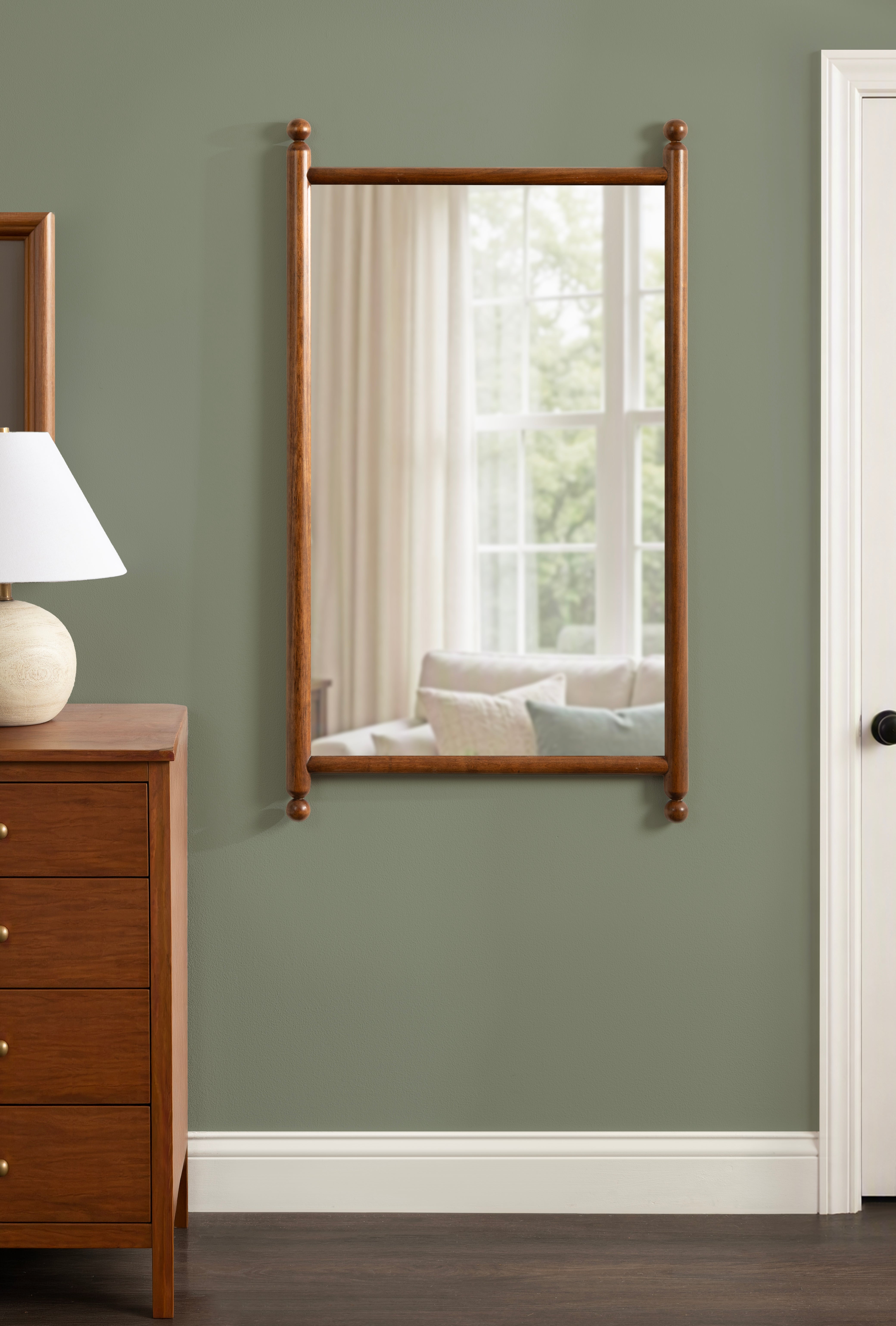Rectangle Mirror Walnut Brown 24x42 6