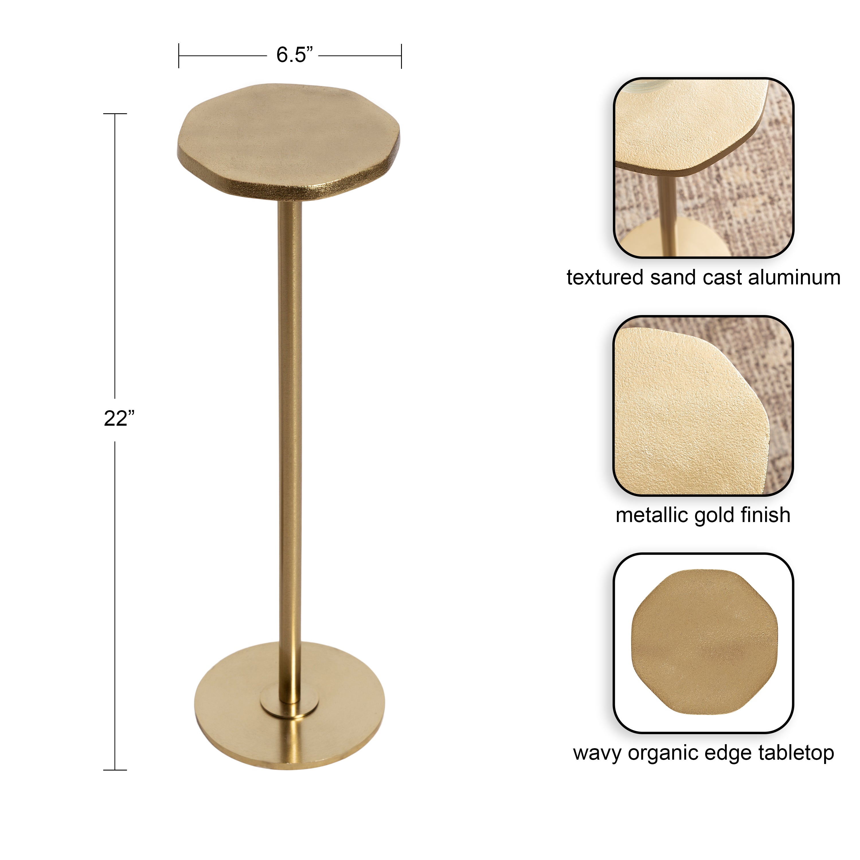Drink Table Gold 7x7x22 2