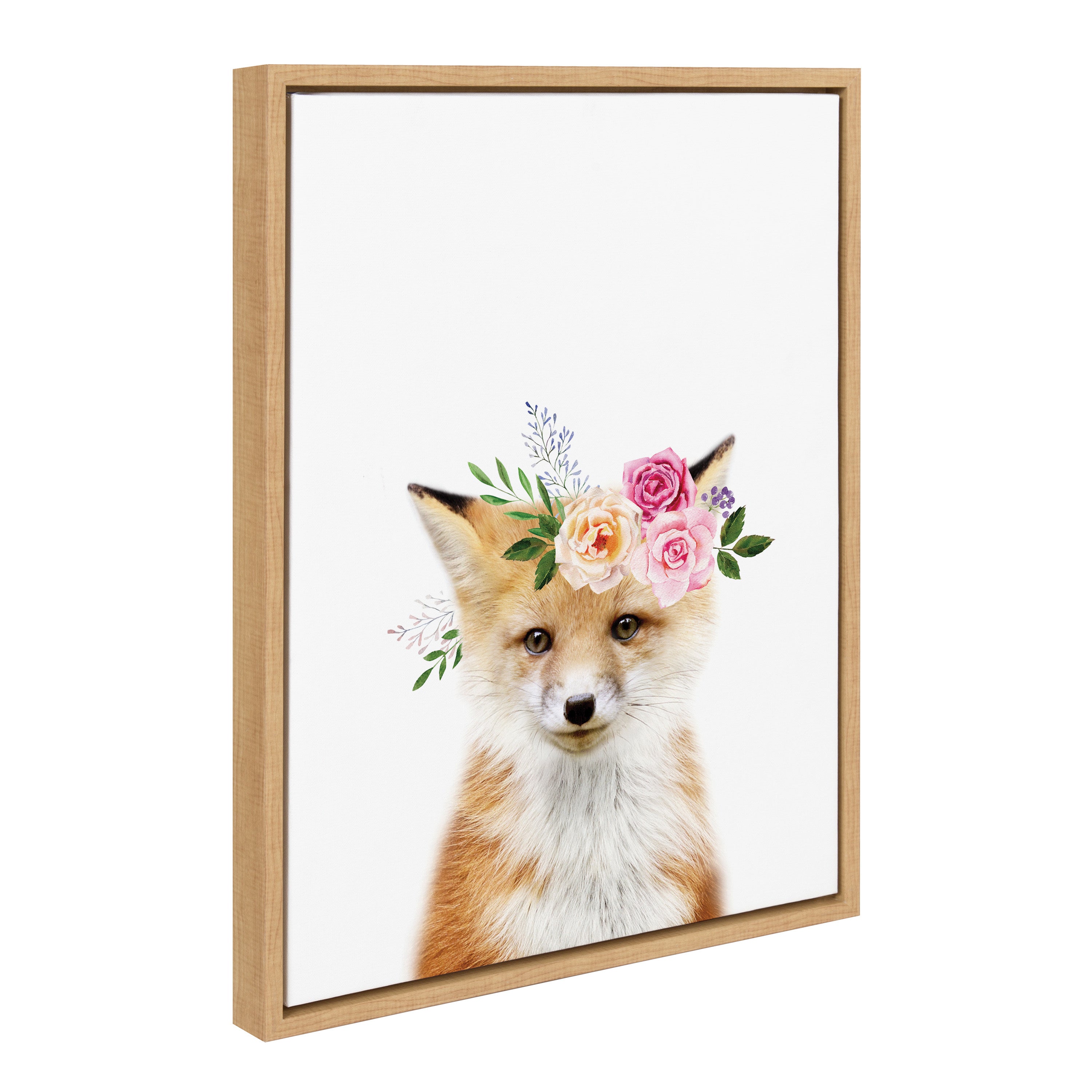 Sylvie Flower Crown Fox Framed Canvas by Amy Peterson Art Studio