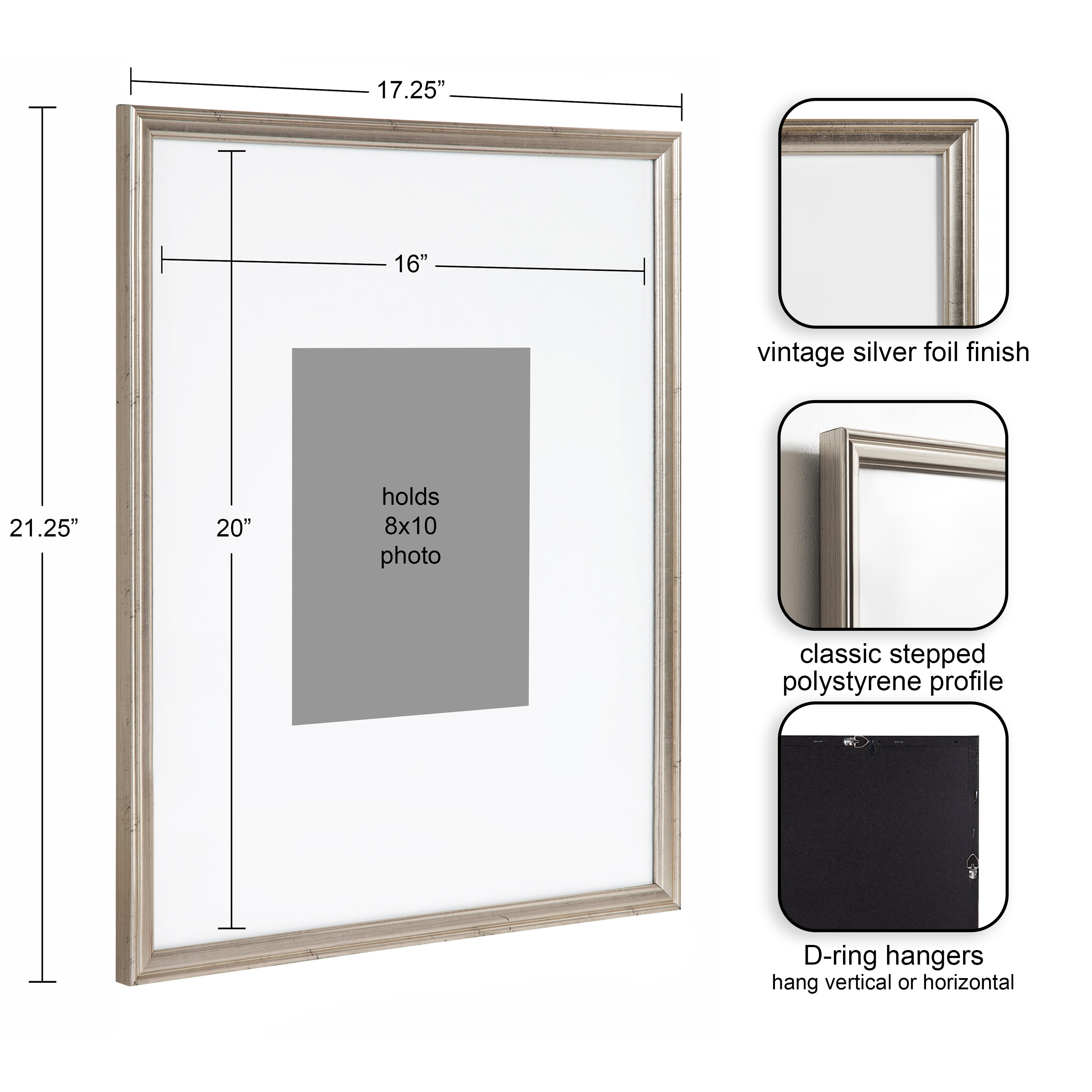 Wall Frame Silver 16x20 matted to 8x10 2