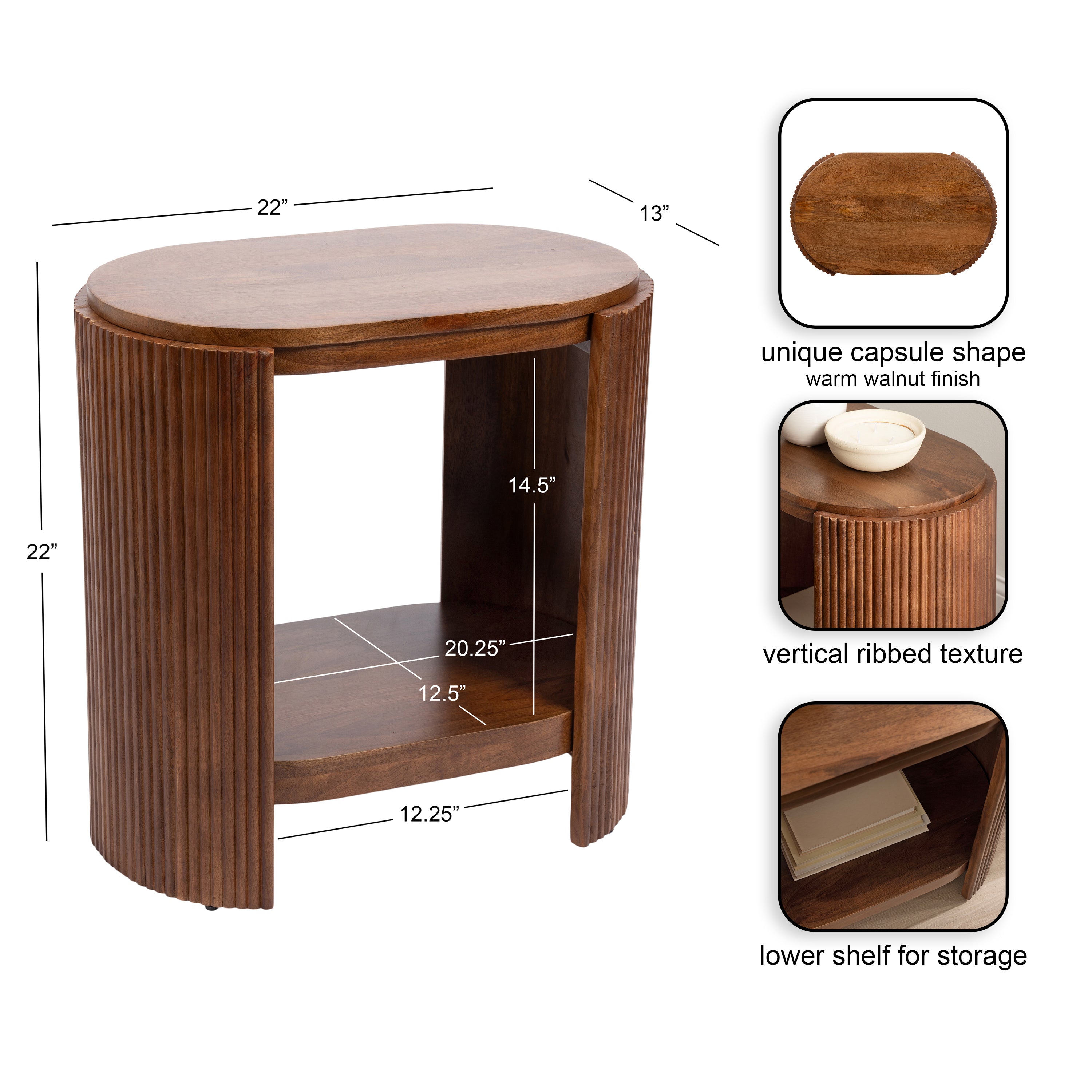 Side Table Walnut Brown 22x13x22 2