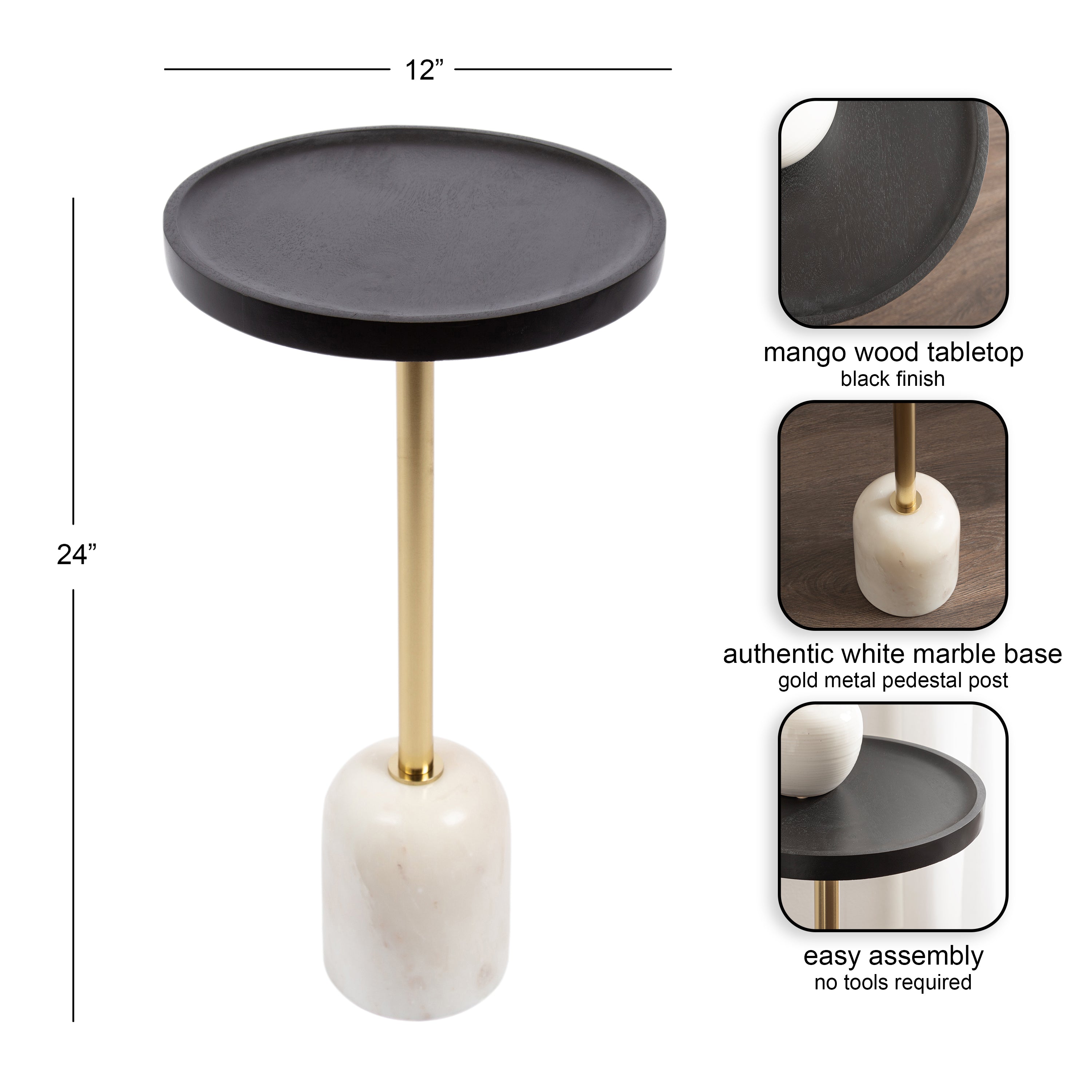 Shorrock Wood and Marble Side Table