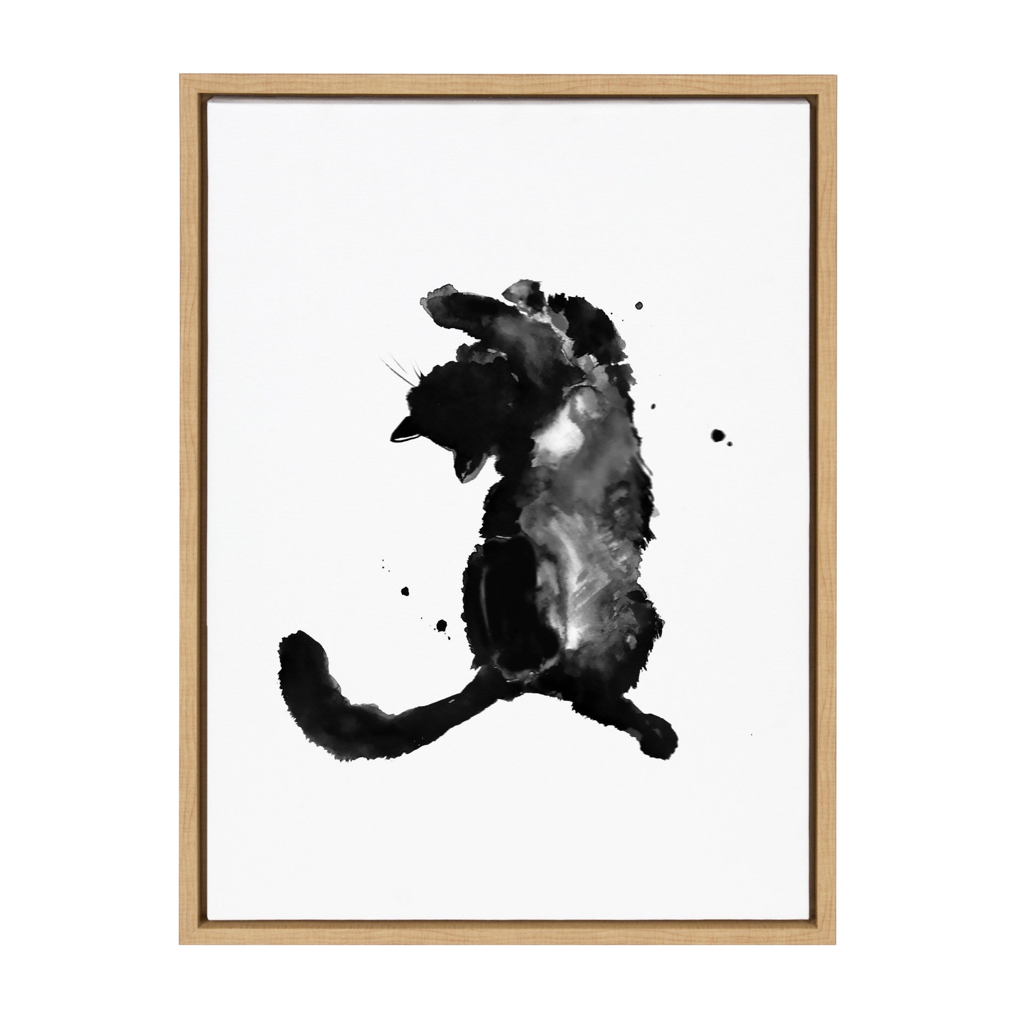 Sylvie Playful Cat BW Framed Canvas by Viola Kreczmer