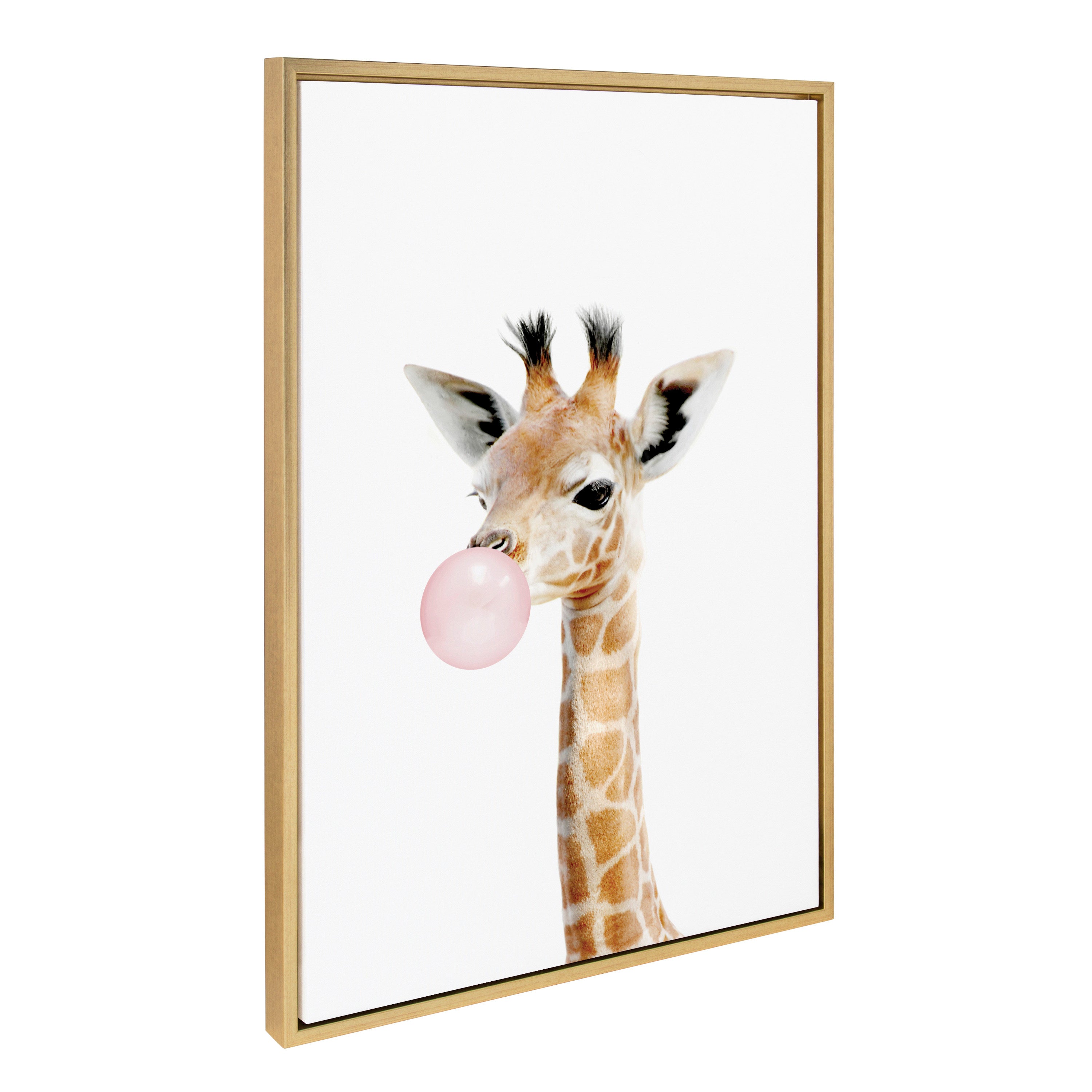 Sylvie Bubble Gum Giraffe Framed Canvas by Amy Peterson Art Studio