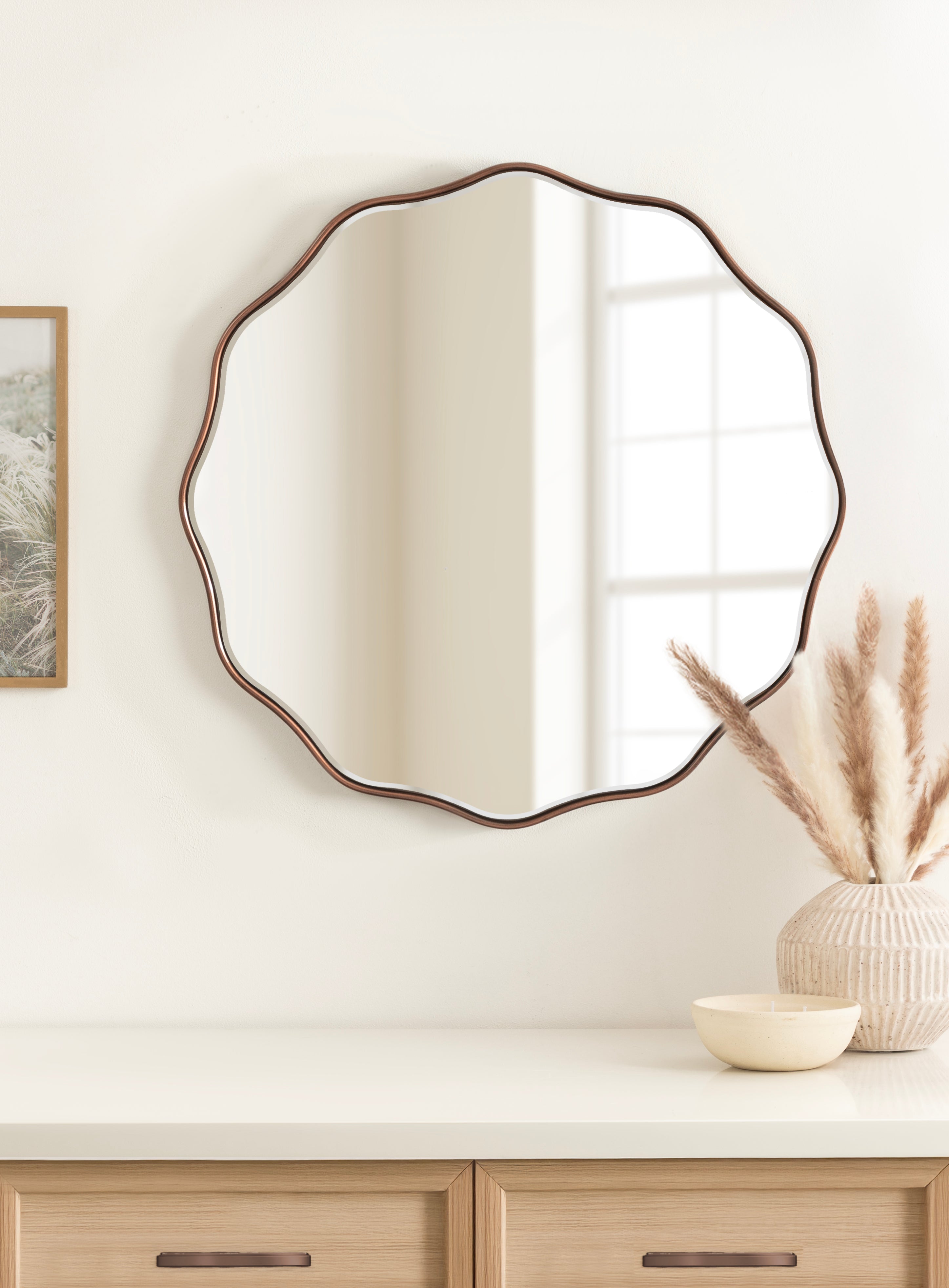 Viona Round Scalloped Mirror