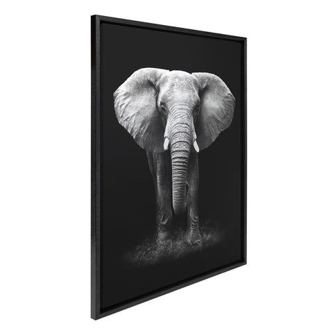 Sylvie African Elephant Safari Wildlife Animal BW Framed Canvas by Donvanstaden