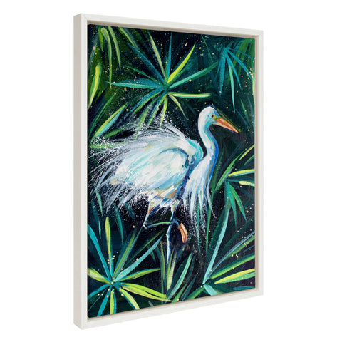 Sylvie White Heron Framed Canvas by Rachel Christopoulos