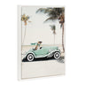 Sylvie Beaded Leopard in Car Beach Palms Framed Canvas by July Art Prints