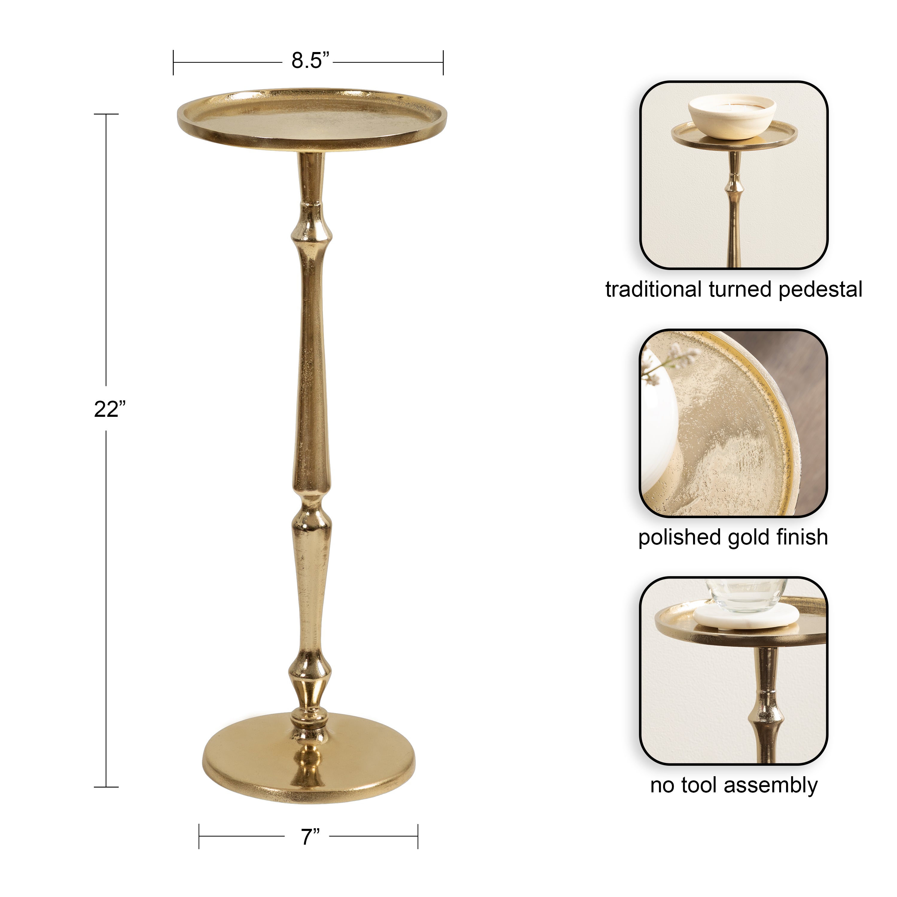 Drink Table Gold 9x9x22 2