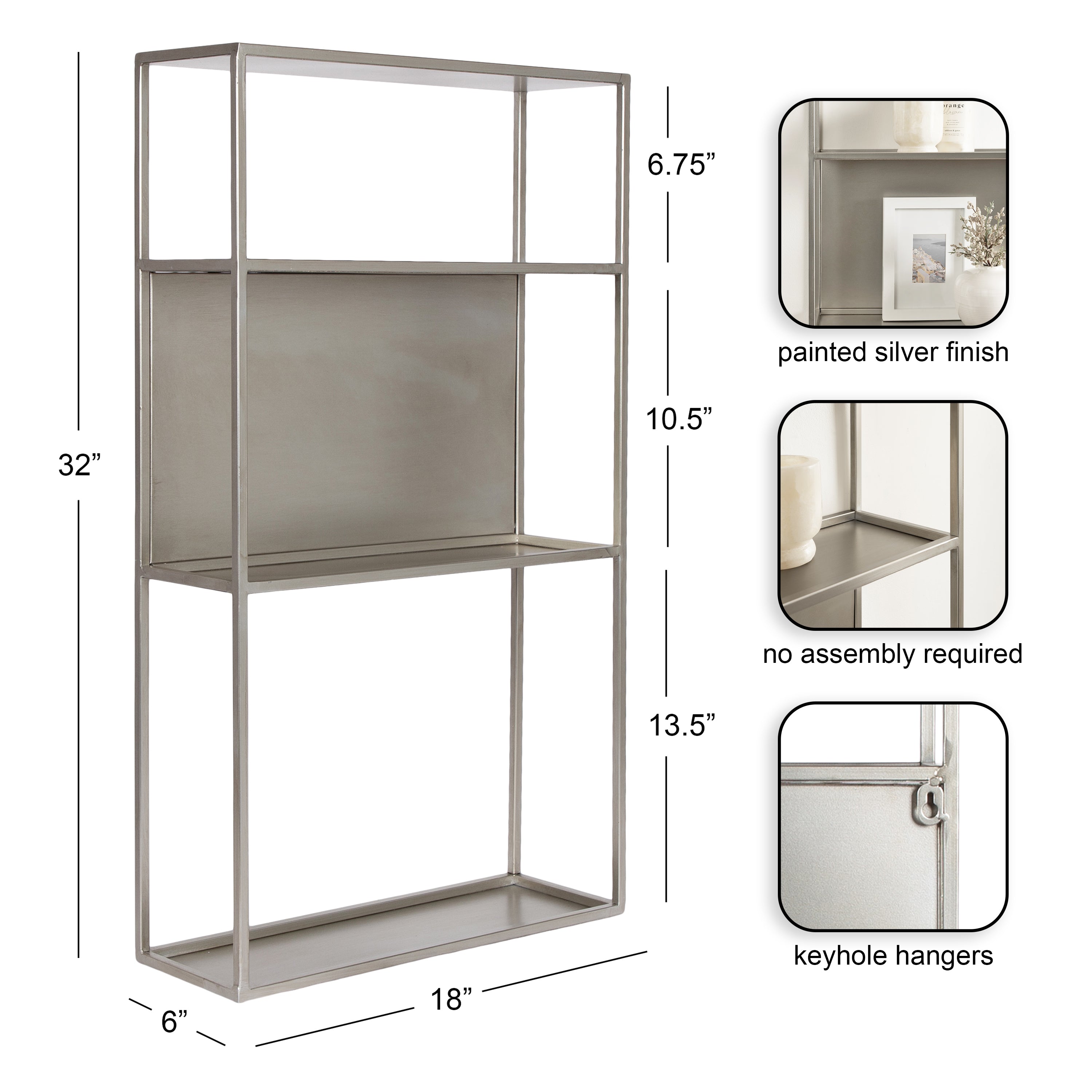Accent Shelf Silver 18x32 2