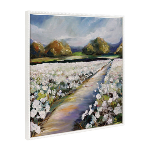 Sylvie Beaded Land of Cotton Framed Canvas by Mary Sparrow