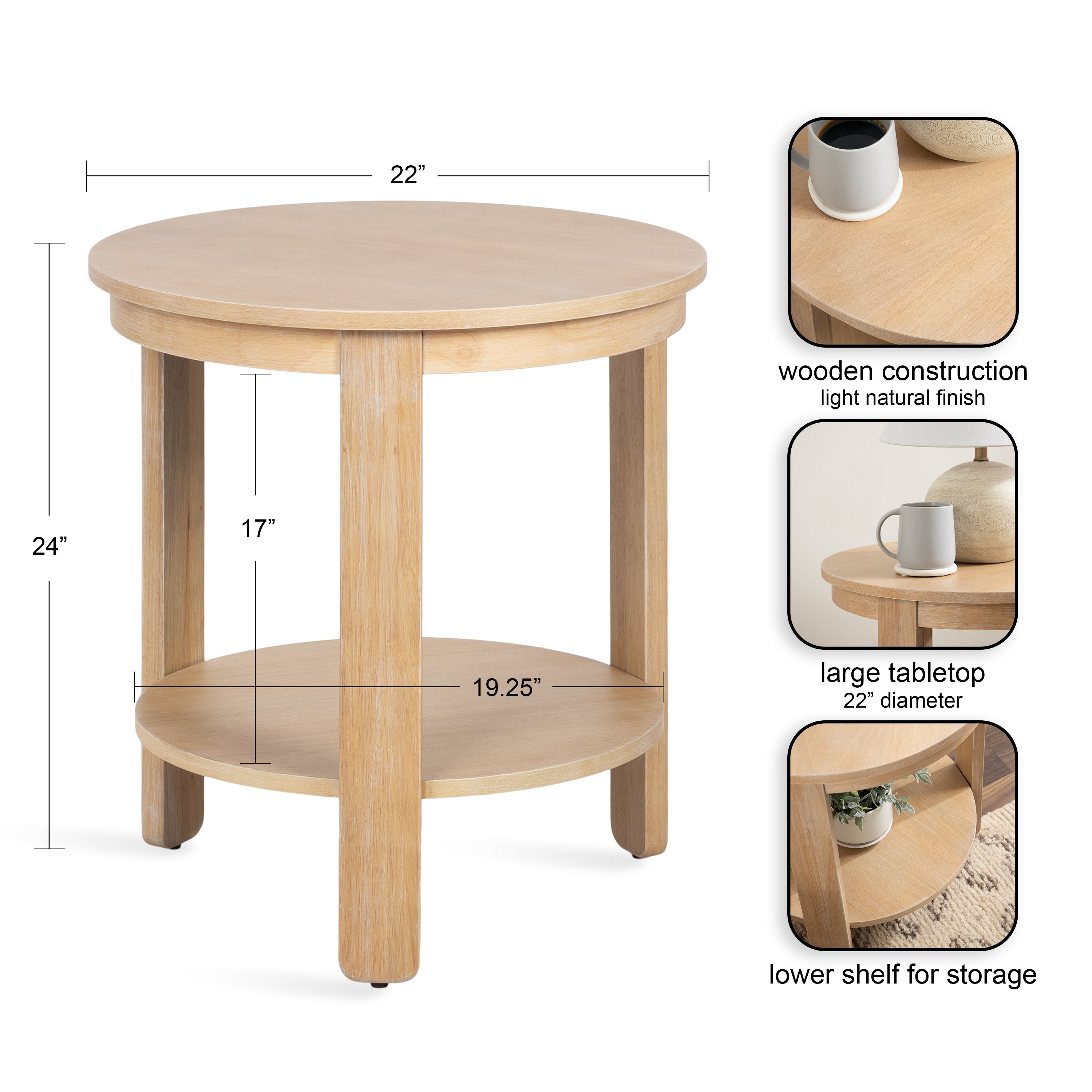 Side Table Natural Beige 22x22x24 2