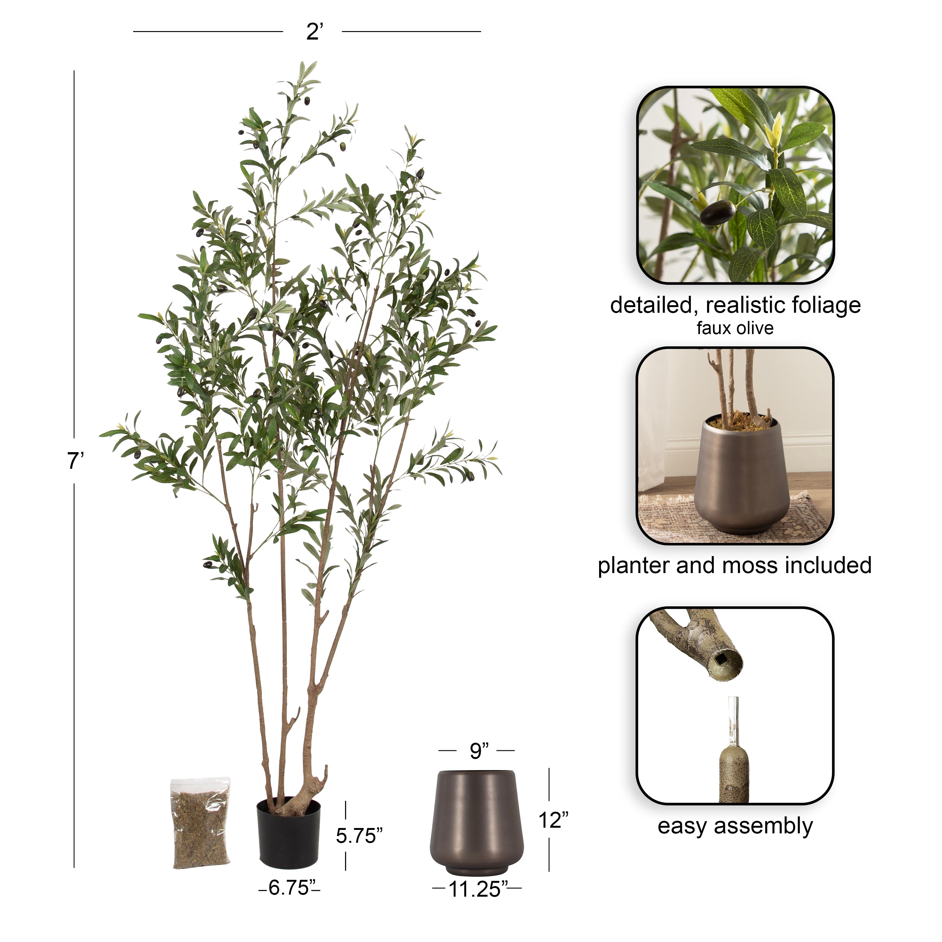 Faux Tree 7' Pewter 2