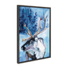 Sylvie Reindeer In Snow Framed Canvas by Rachel Christopoulos