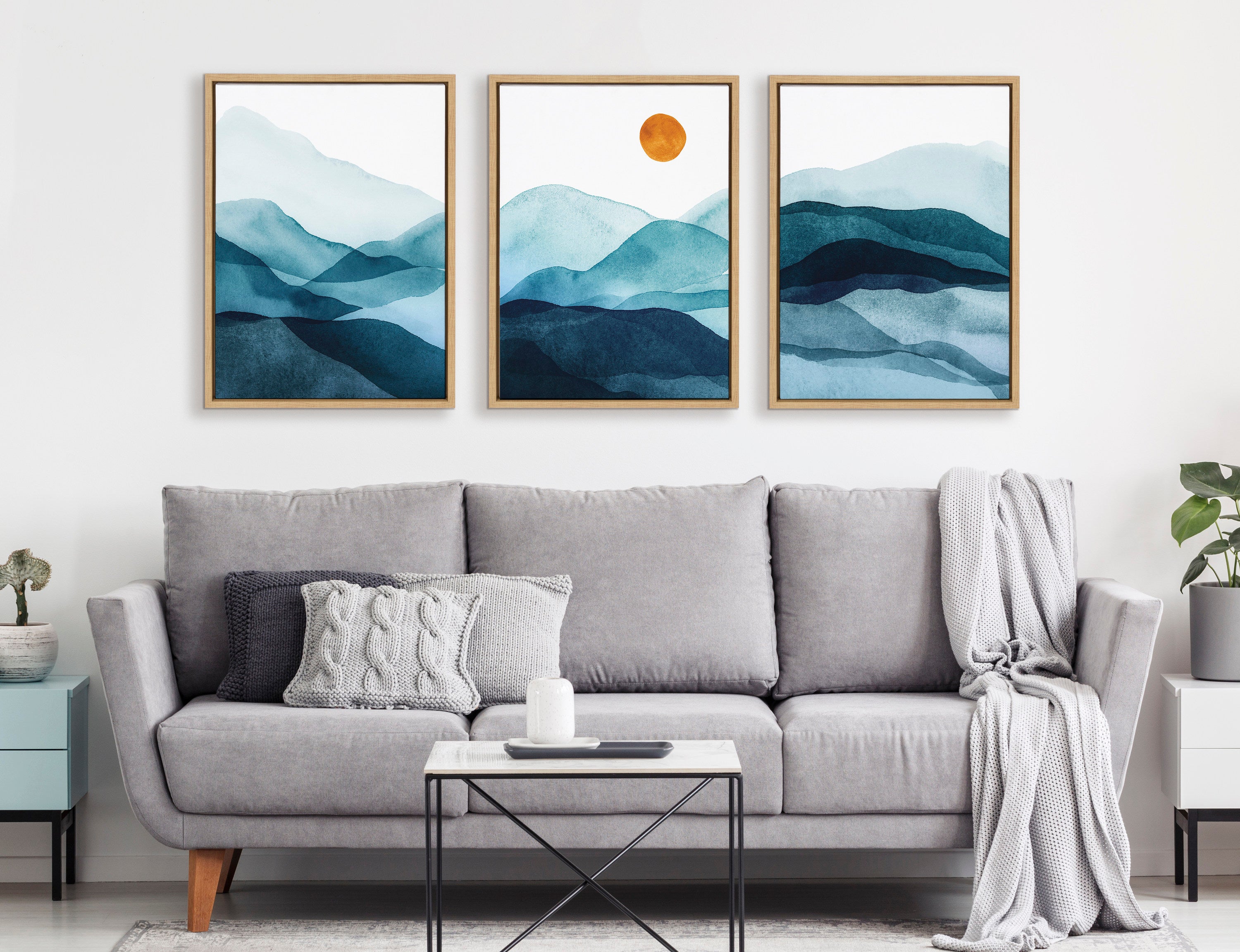 Sylvie Blue Mountain Range Framed Canvas Set by Amy Lighthall