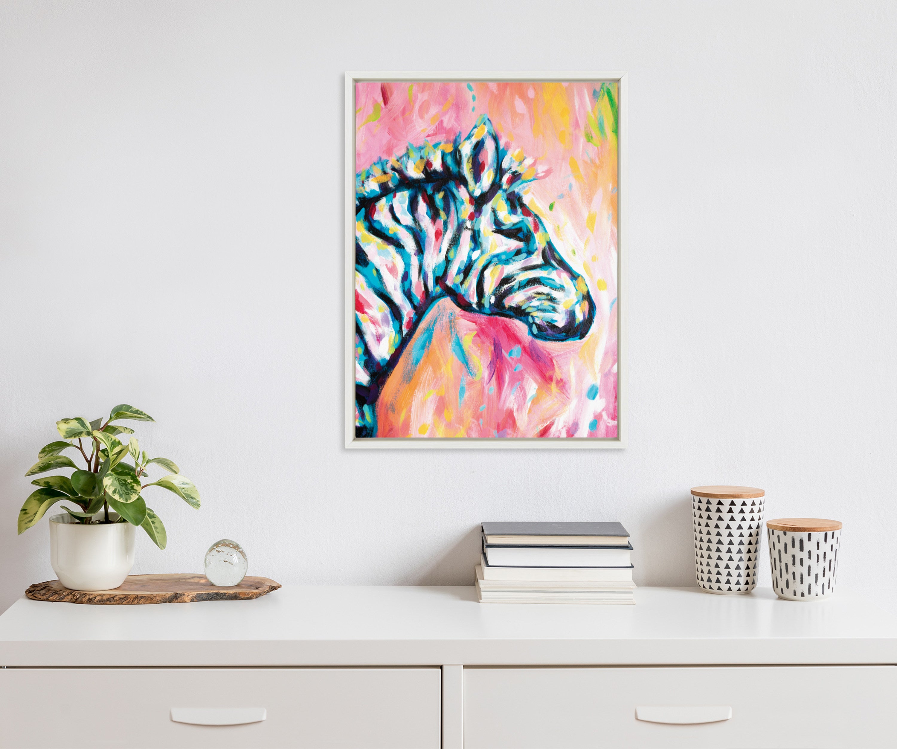 Sylvie Piata The Zebra Framed Canvas by Rachel Christopoulos