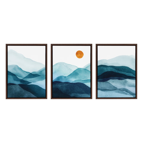 Sylvie Blue Mountain Range Framed Canvas Set by Amy Lighthall