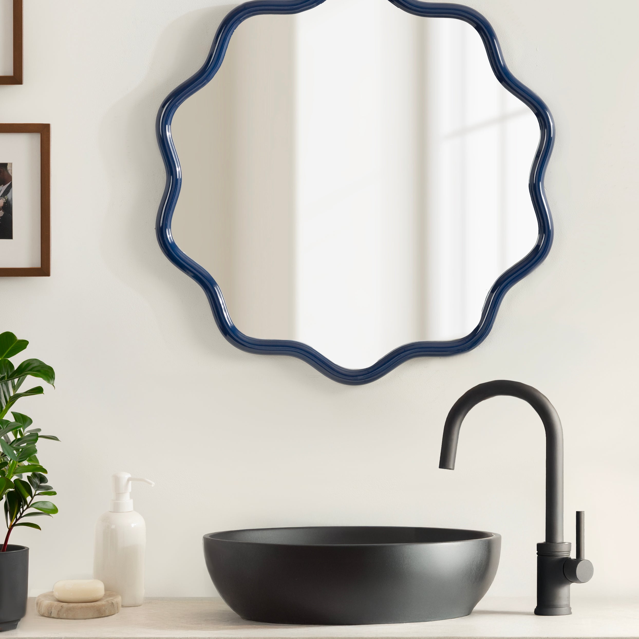 Scallop Mirror 26x26 Navy Blue 7