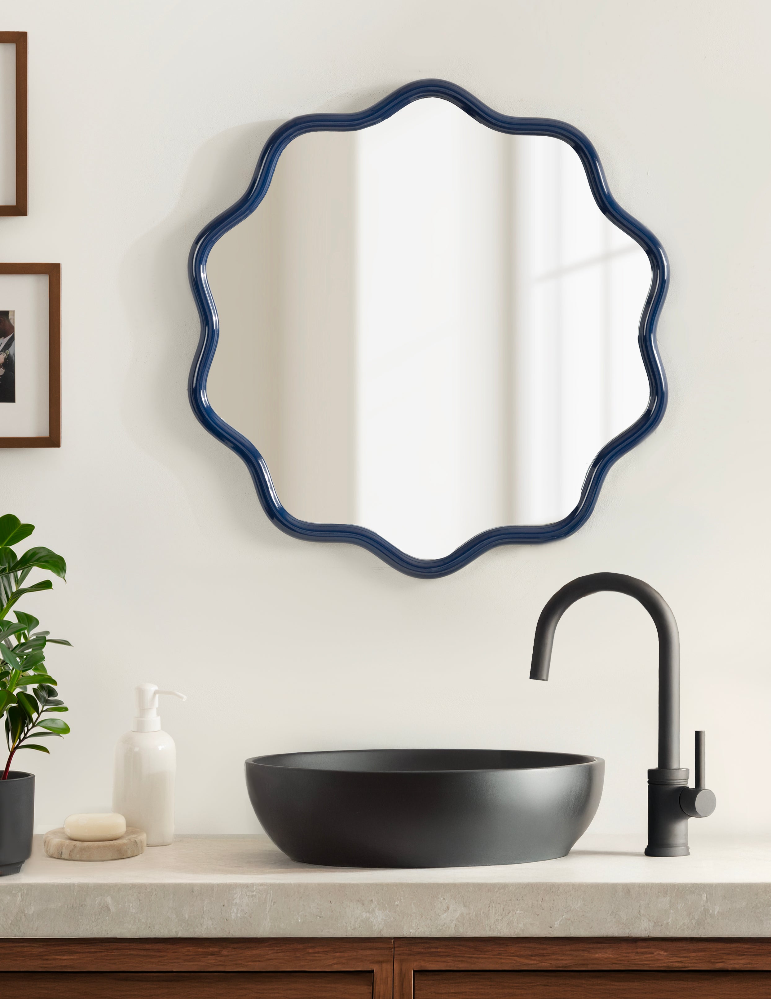 Scallop Mirror 26x26 Navy Blue 7