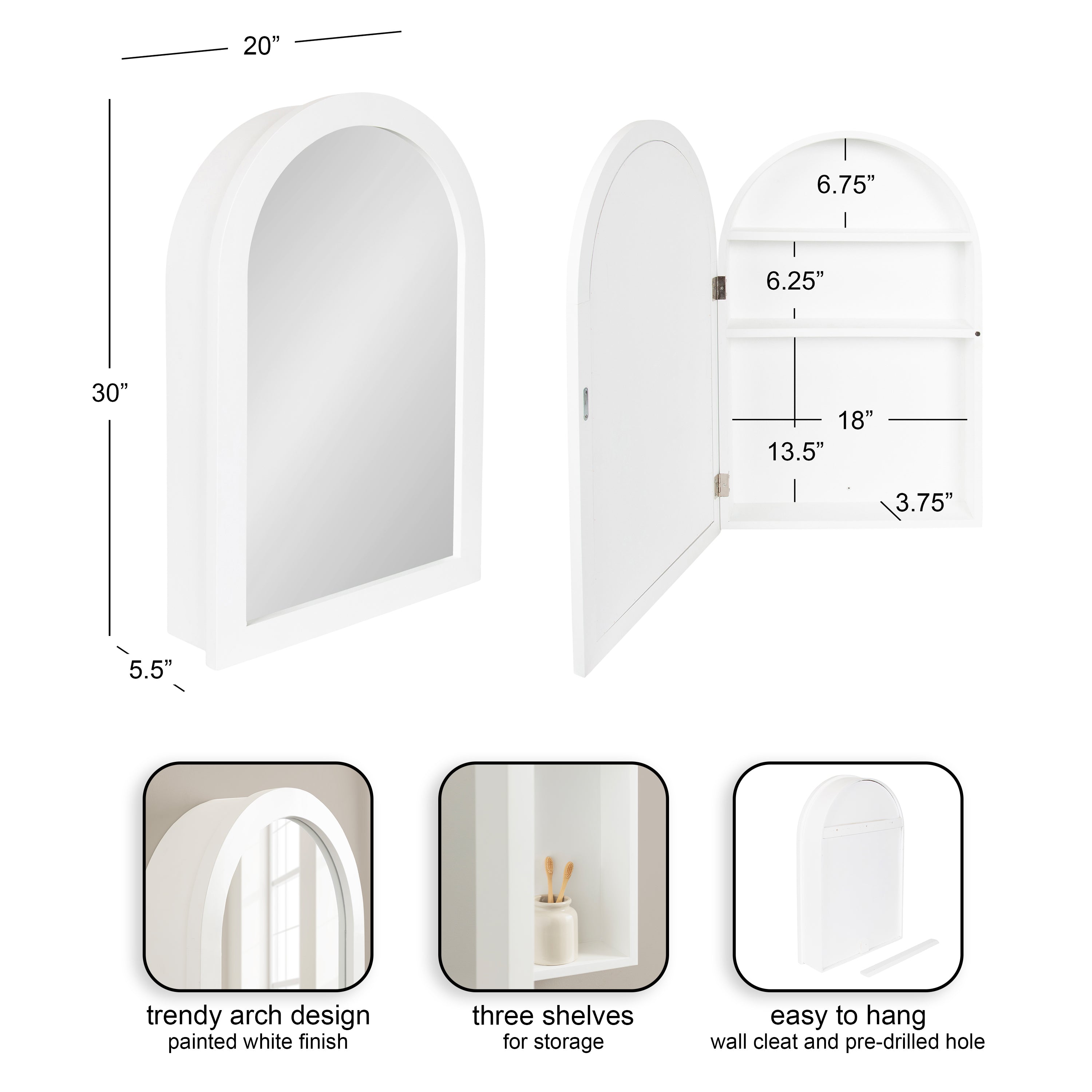 Arkland Arch Mirror Vanity Cabinet