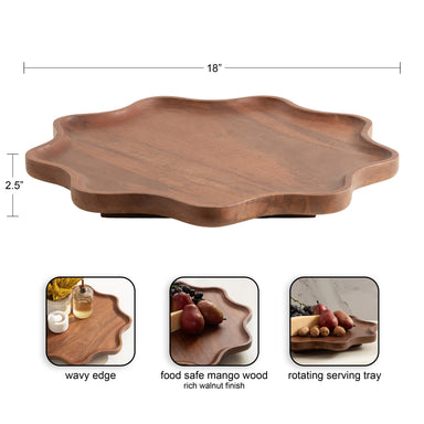 Lazy Susan Walnut Brown 18" Diameter 2