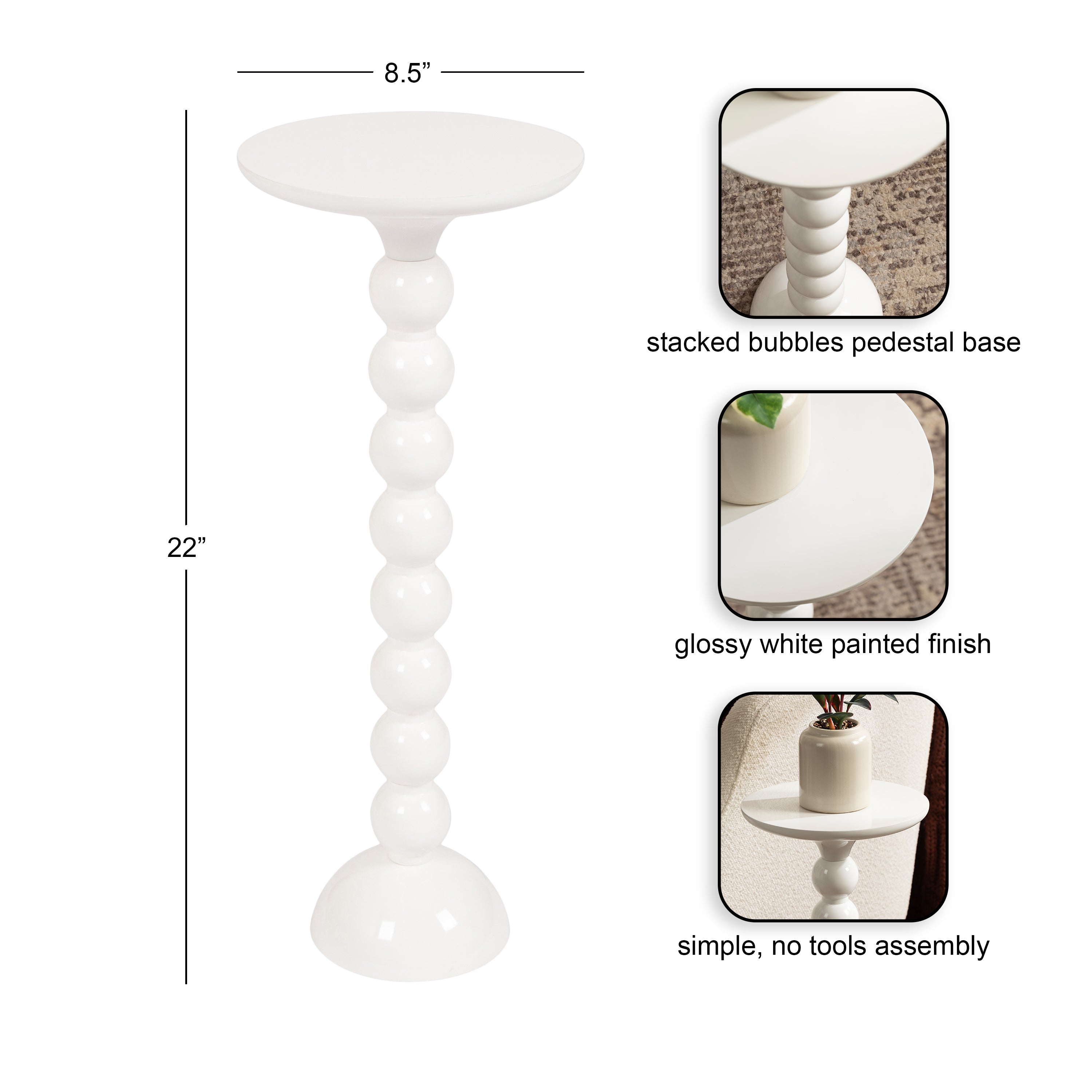 Drink Table White 9x9x22 2