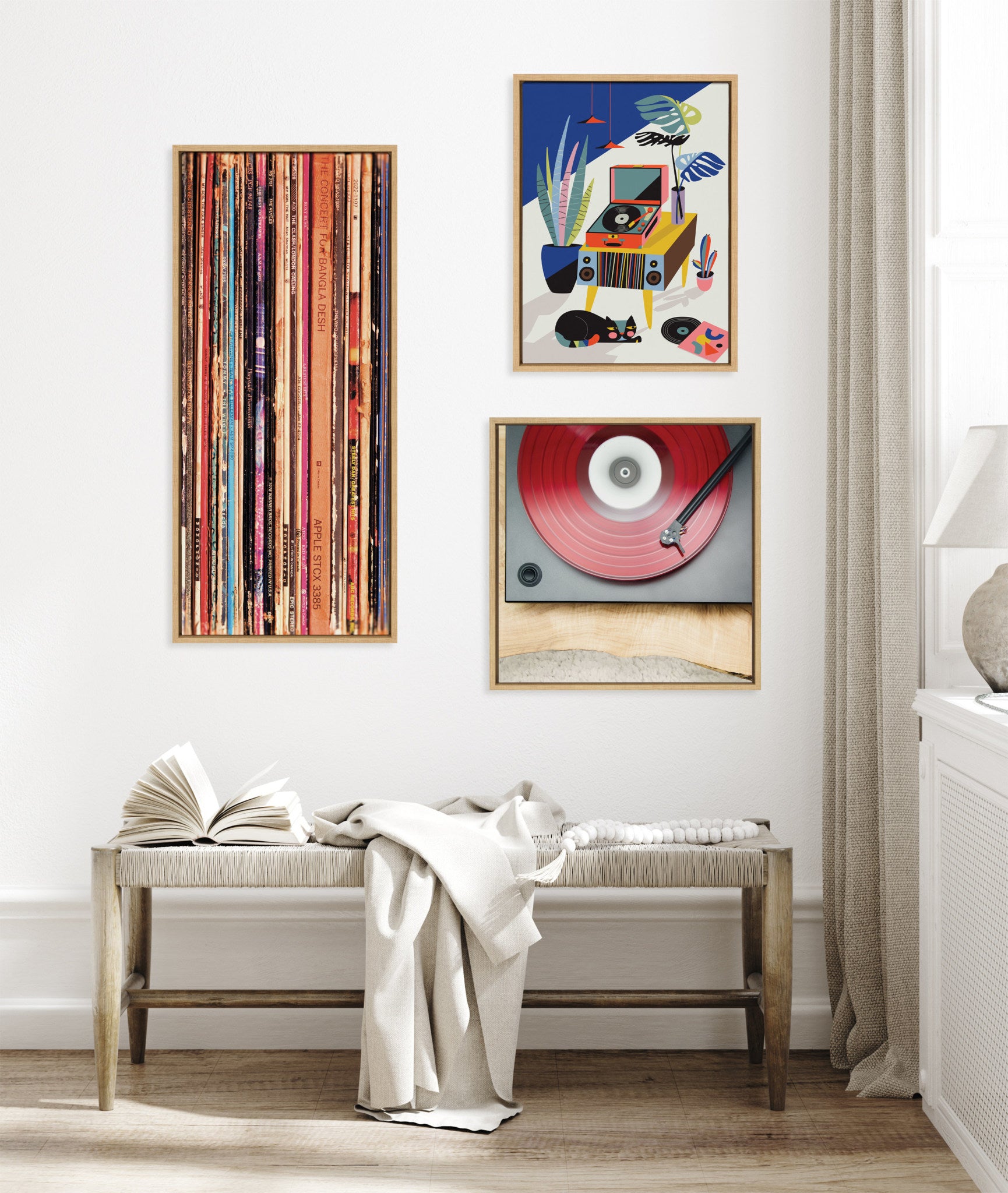 Sylvie Vinyl Vibes Color Framed Canvas by Emiko and Mark Franzen of F2Images