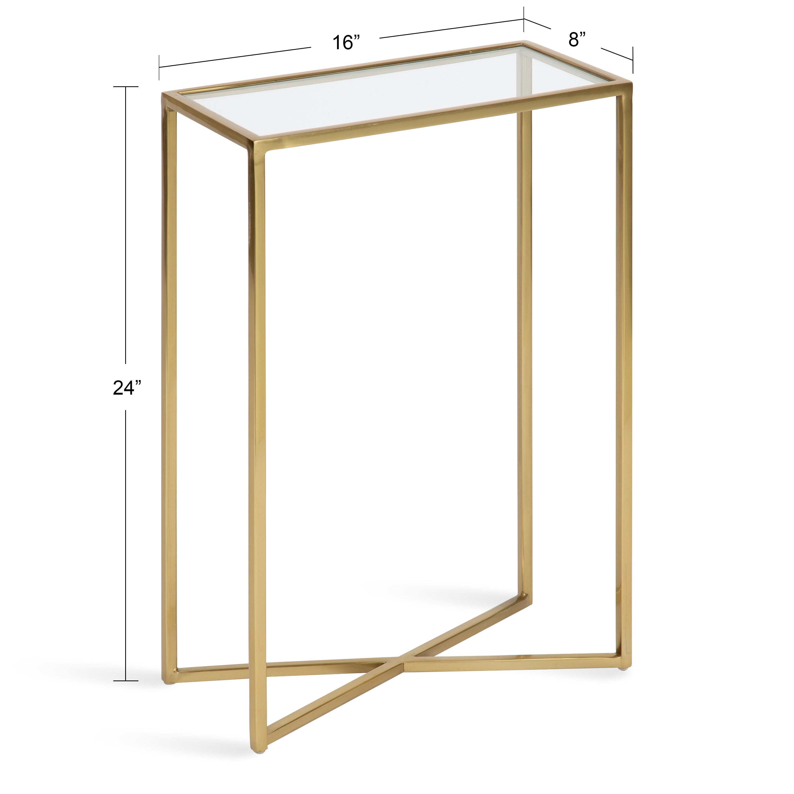 Side Table Clear Gold 16x8x24 2