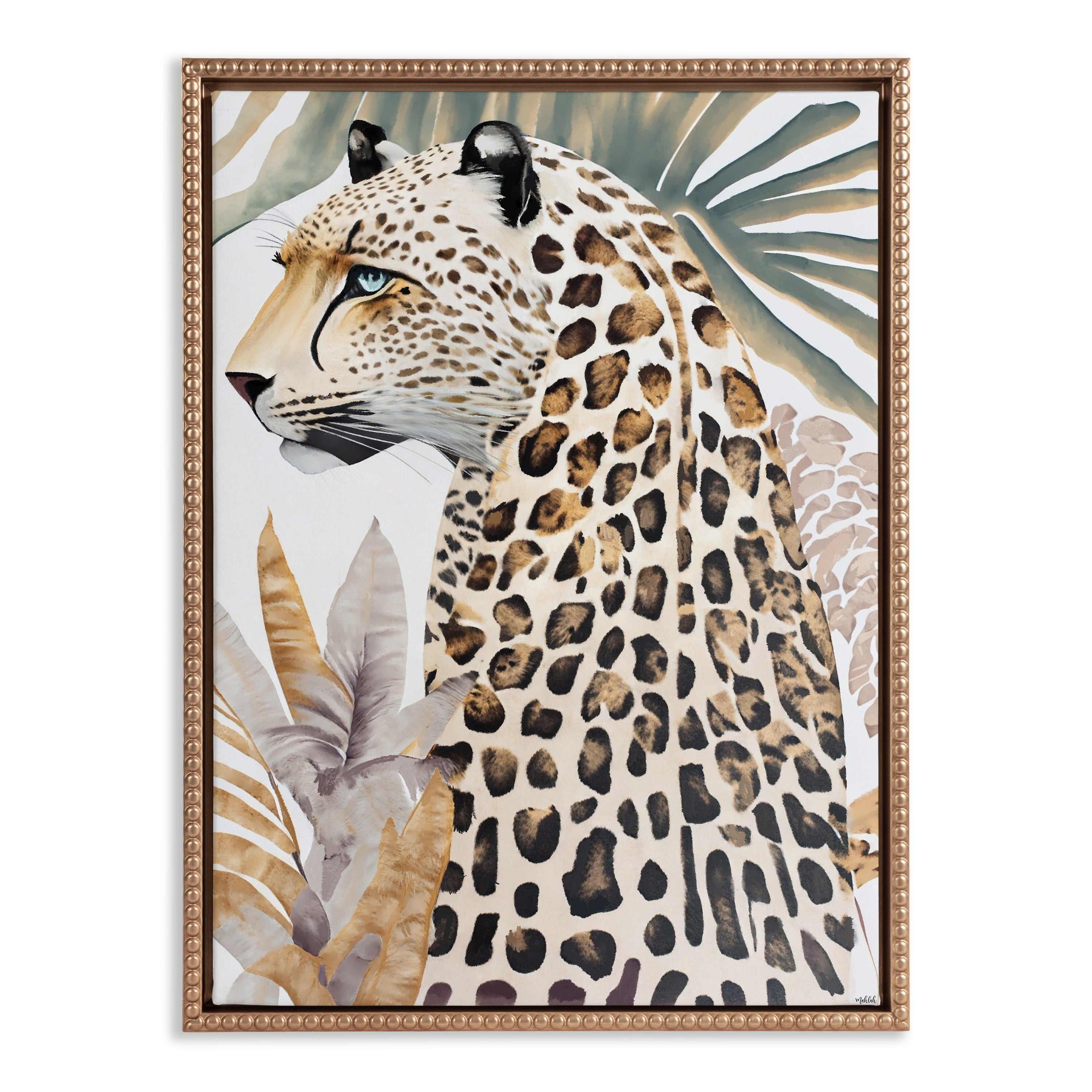 Sylvie Beaded Fern Cheetah Framed Canvas by Inkheart Designs