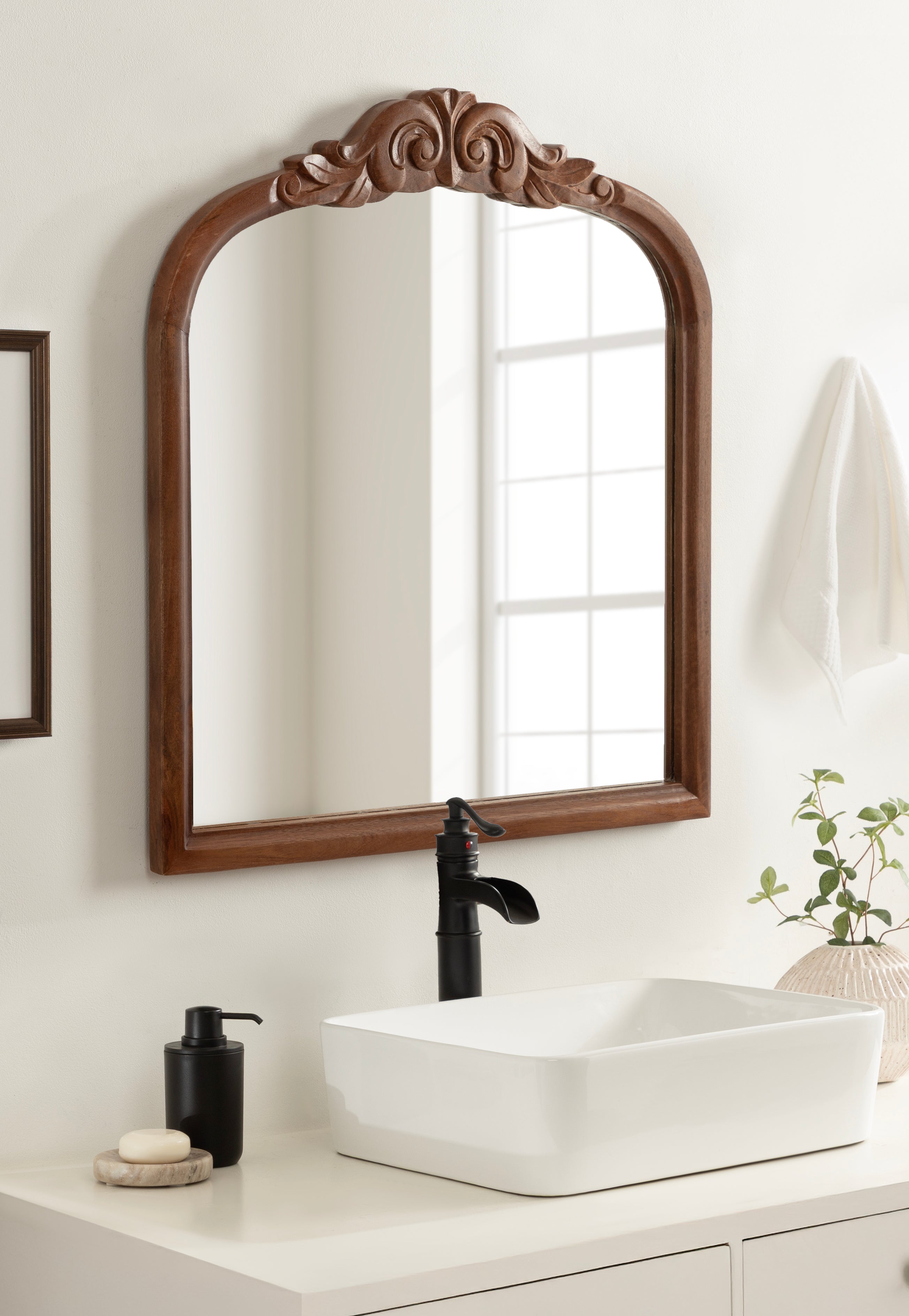 Arch Mirror Walnut Brown 28x30 6