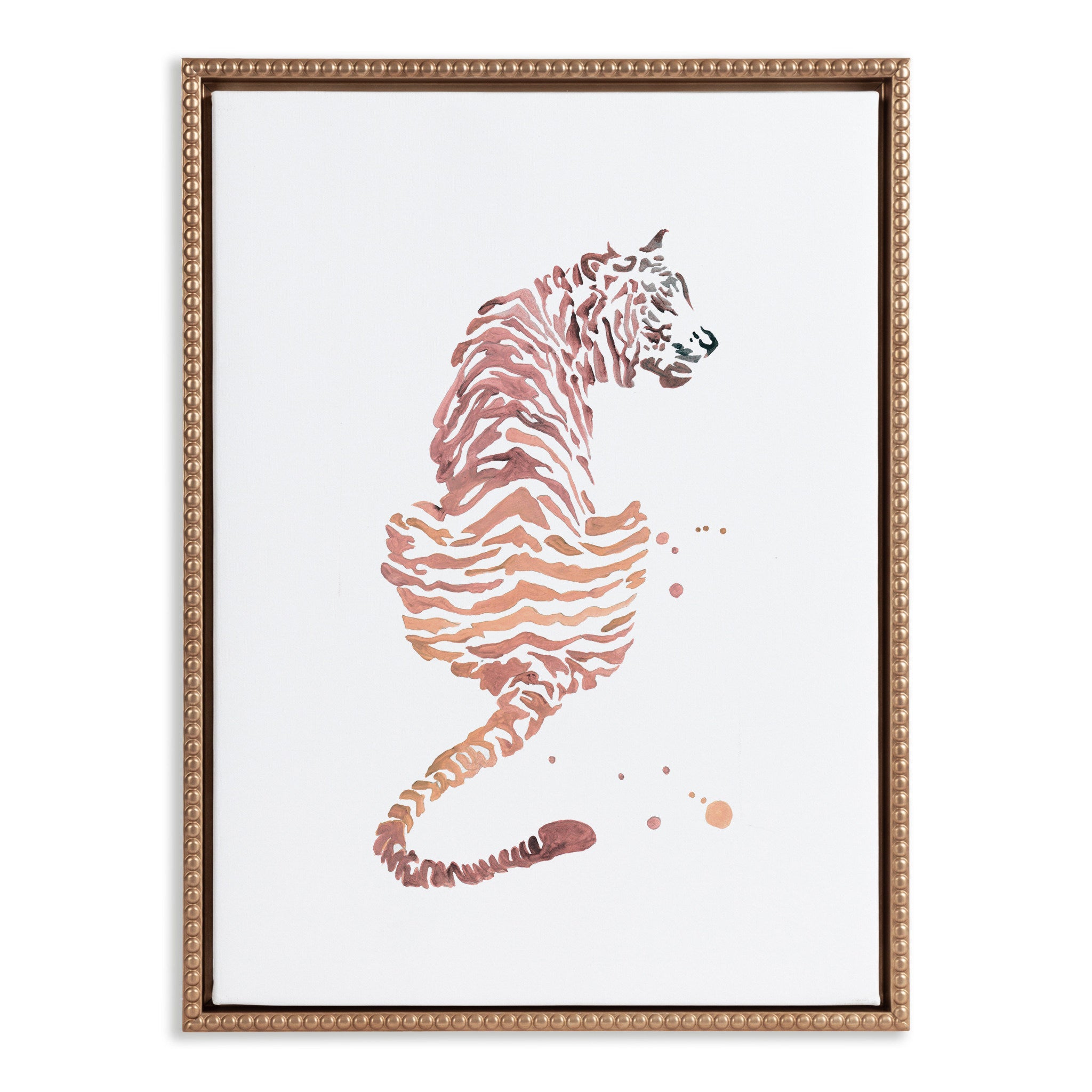 Sylvie Beaded Boho Tiger Framed Canvas by Viola Kreczmer