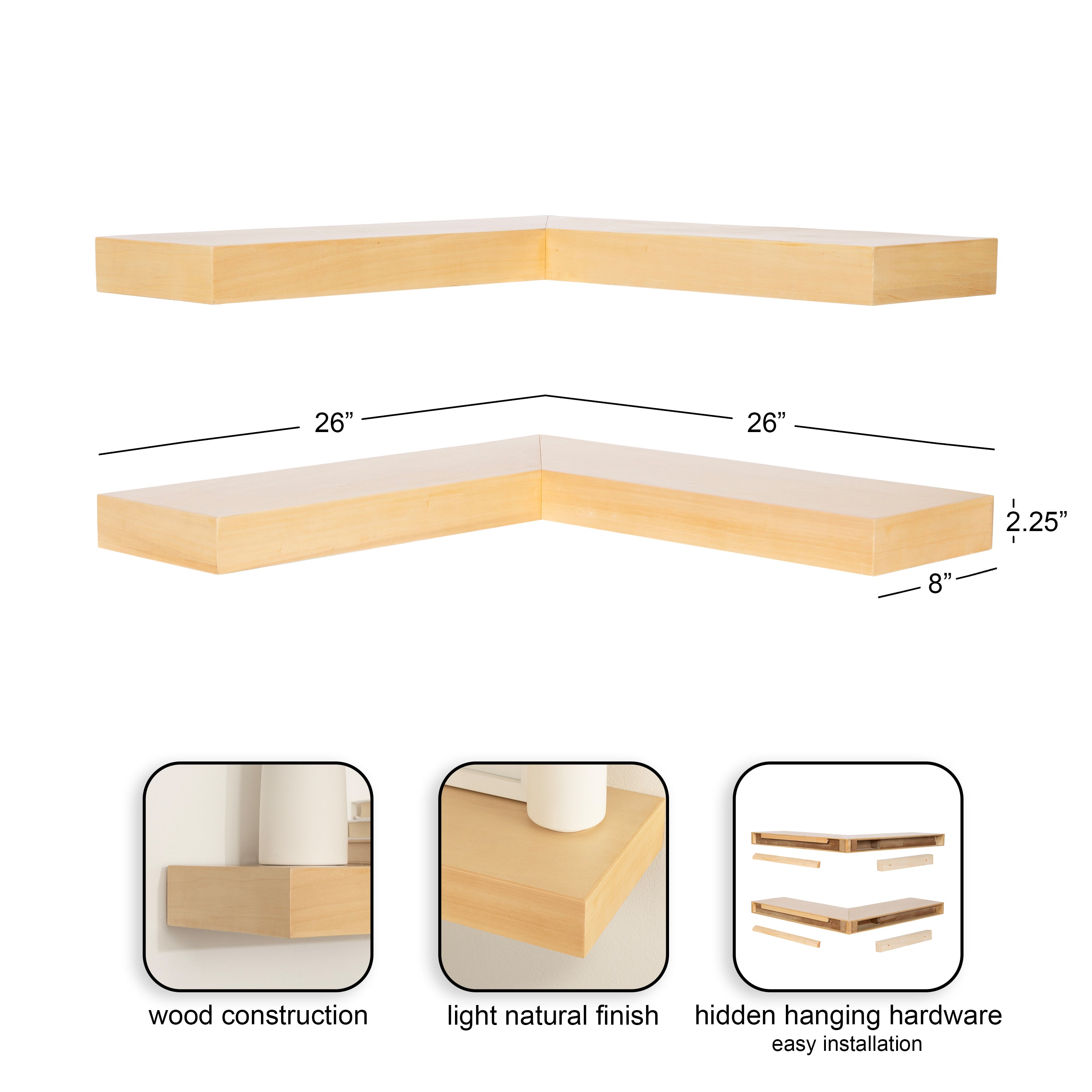 Floating Shelf 2 piece Natural 2