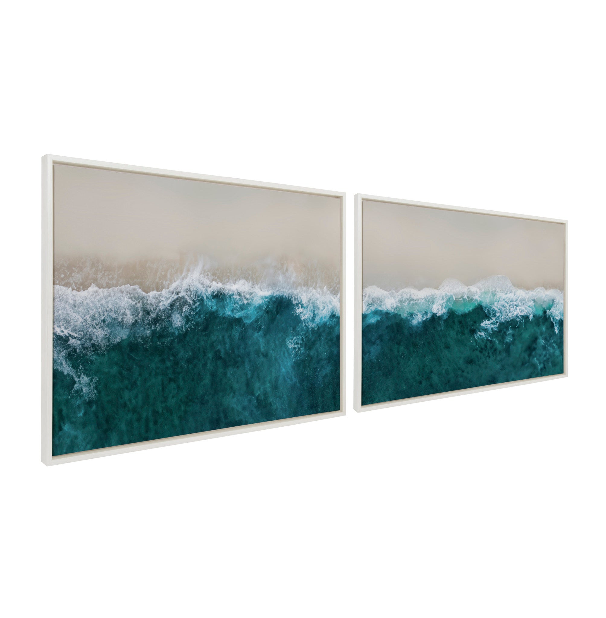 Sylvie Waves Crashing on the Beach 1 and 2 Framed Canvas Art Set by The Creative Bunch Studio