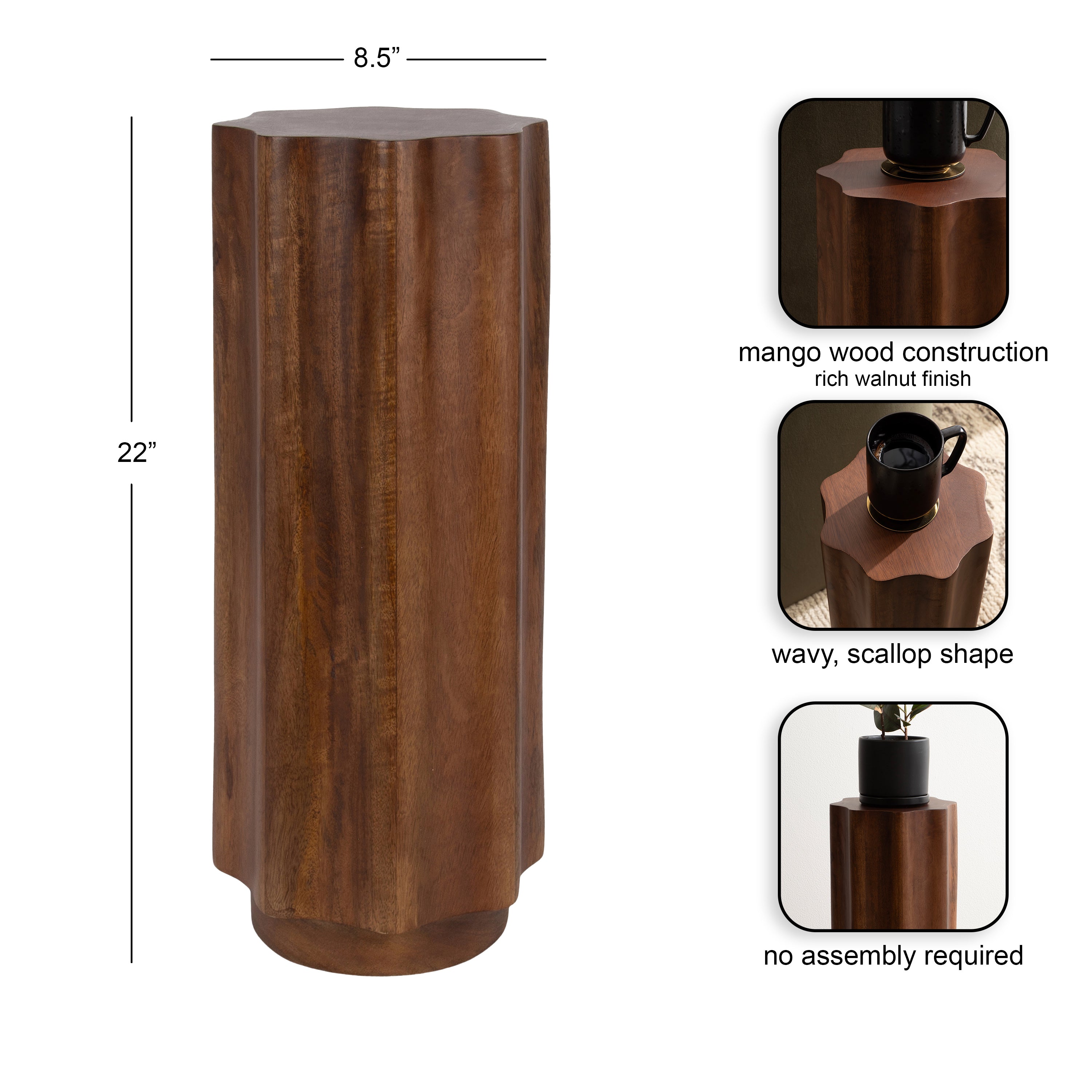 Pandey Wavy Wood Drink Table