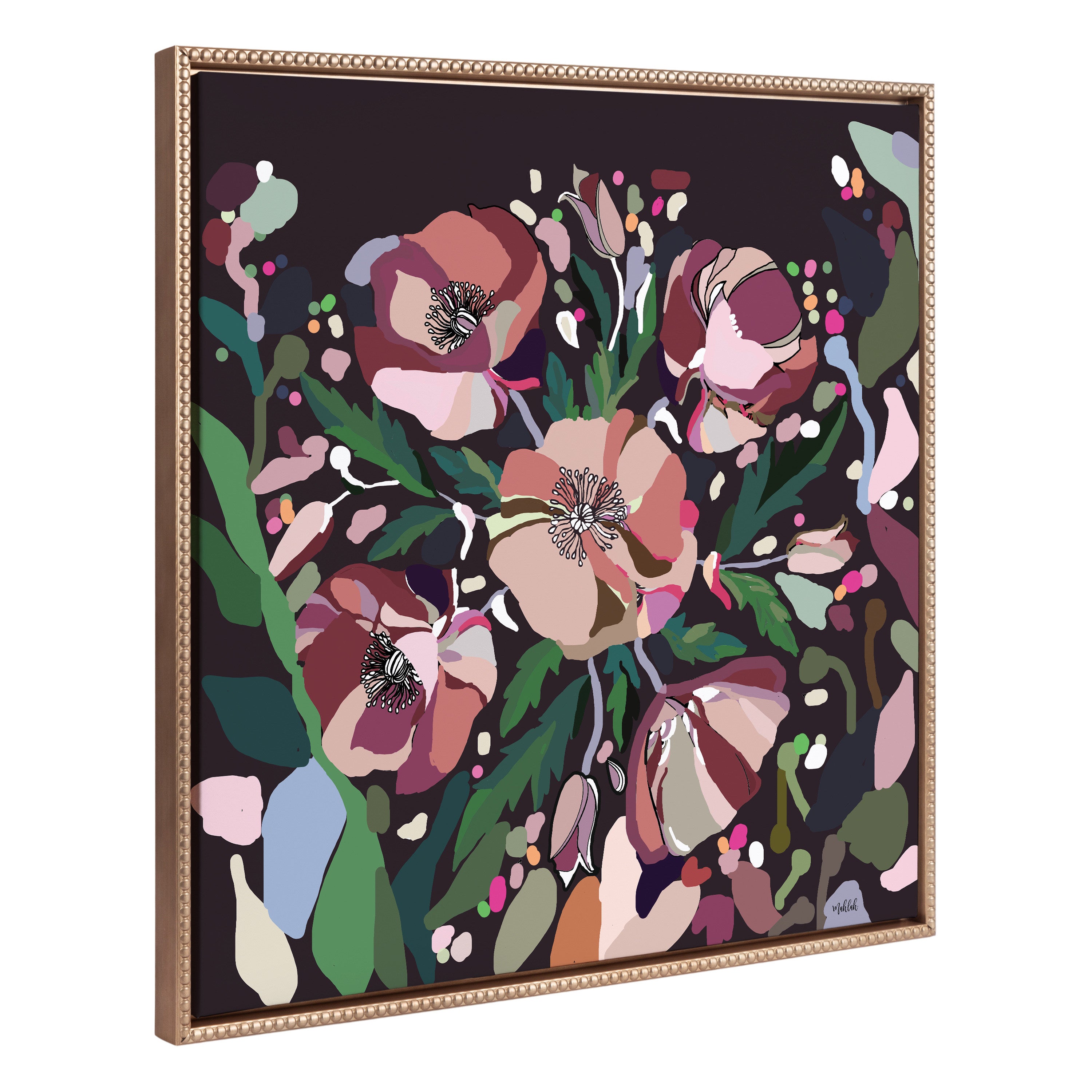 Sylvie Beaded Flowers Framed Canvas by Inkheart Designs