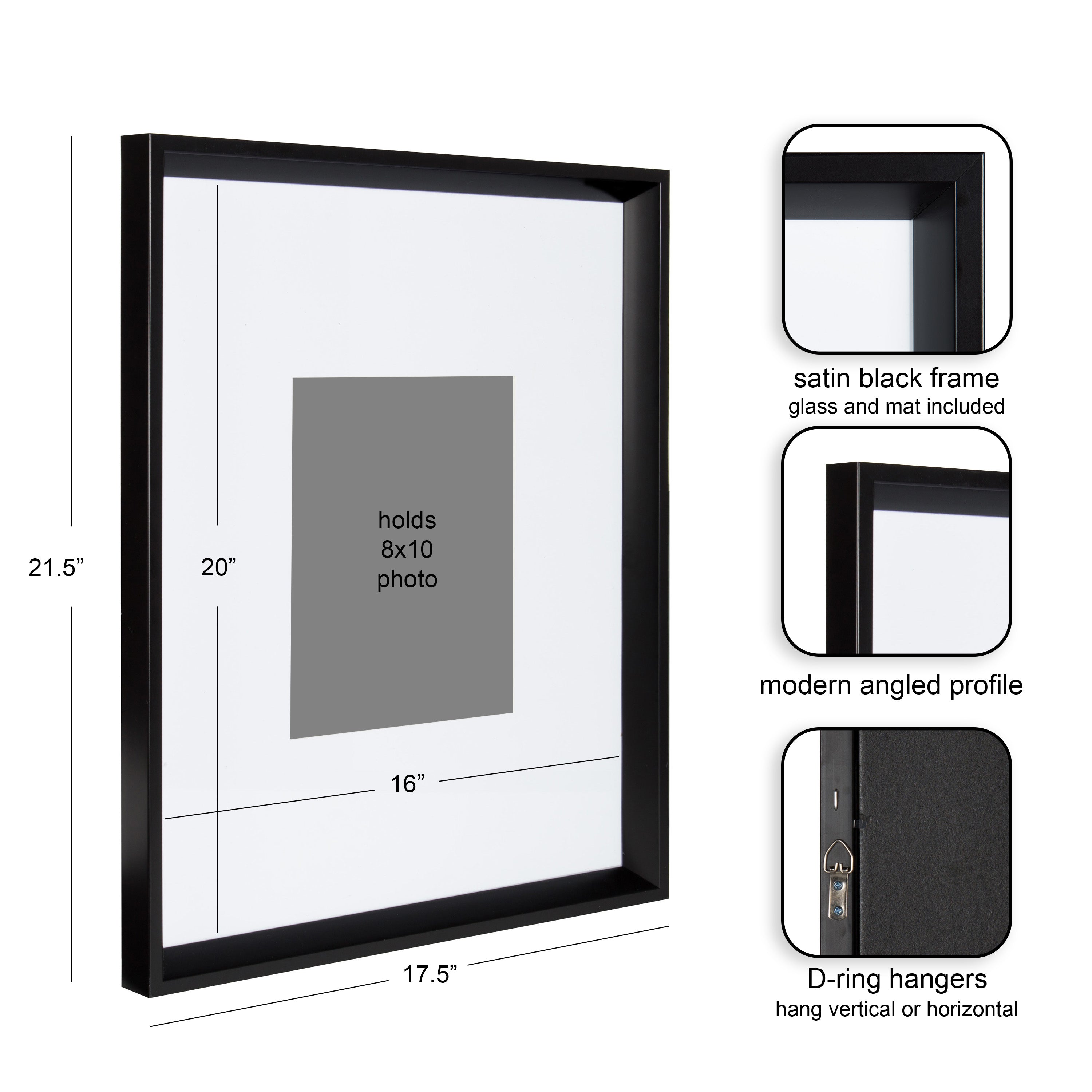 Wall Frame Black 16x20 matted to 8x10 2
