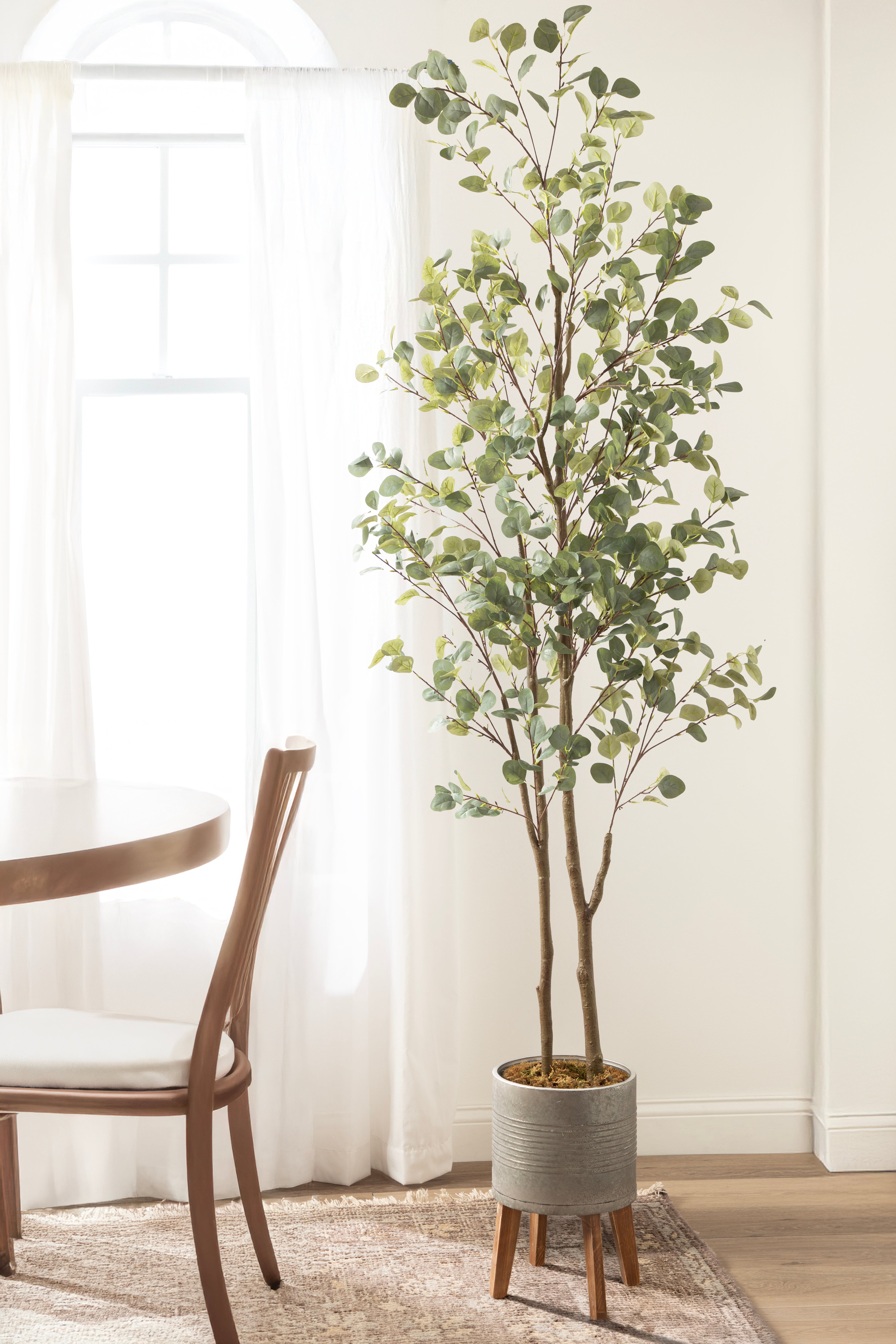 Faux Tree Pewter Rustic Brown 8.5' 8