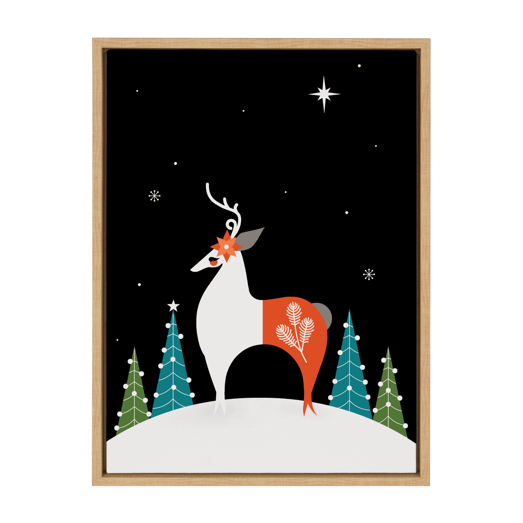 Sylvie Season's Greetings Reindeer Framed Canvas by Amber Leaders Designs