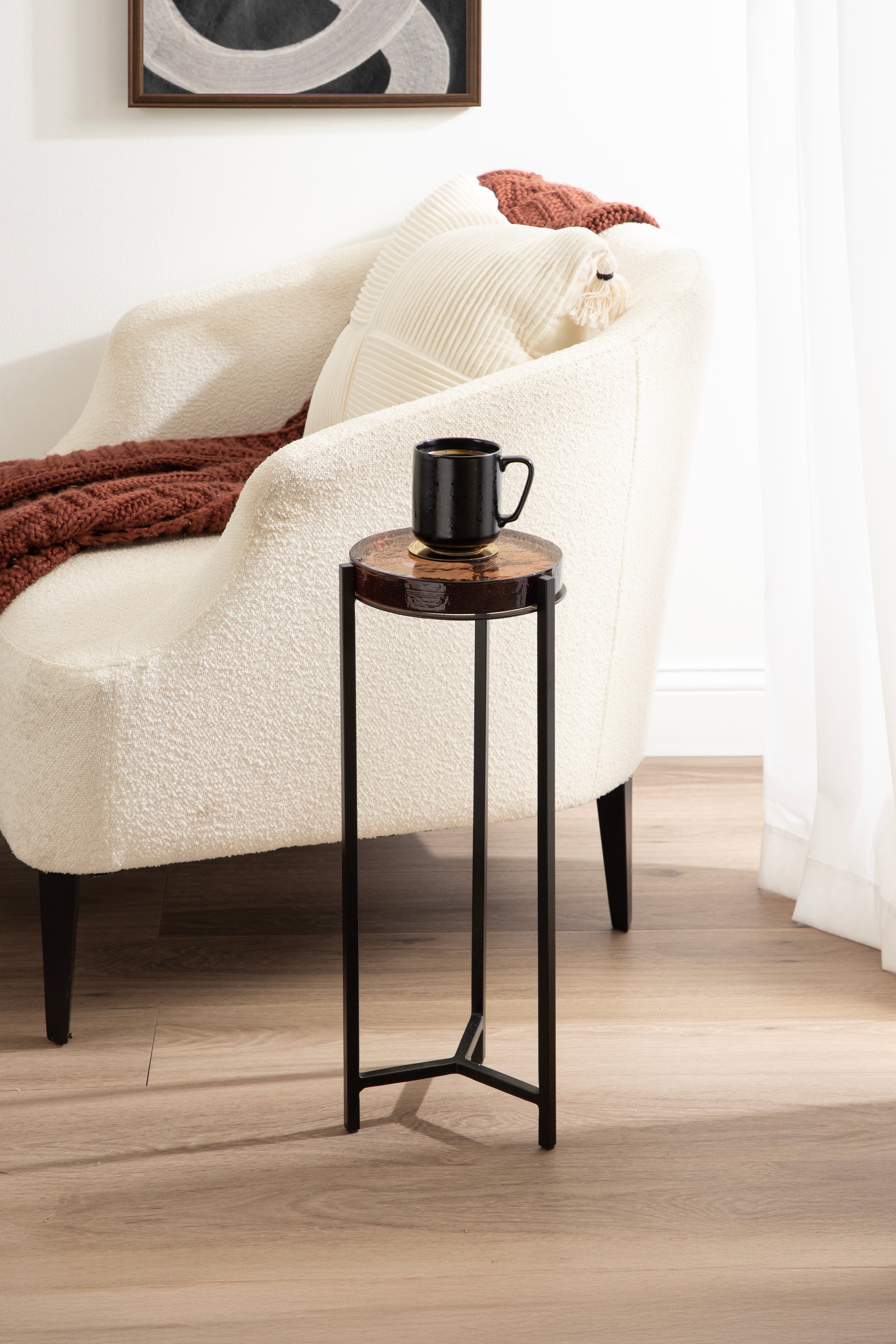 Drink Table Orange Black 9x9x23 6